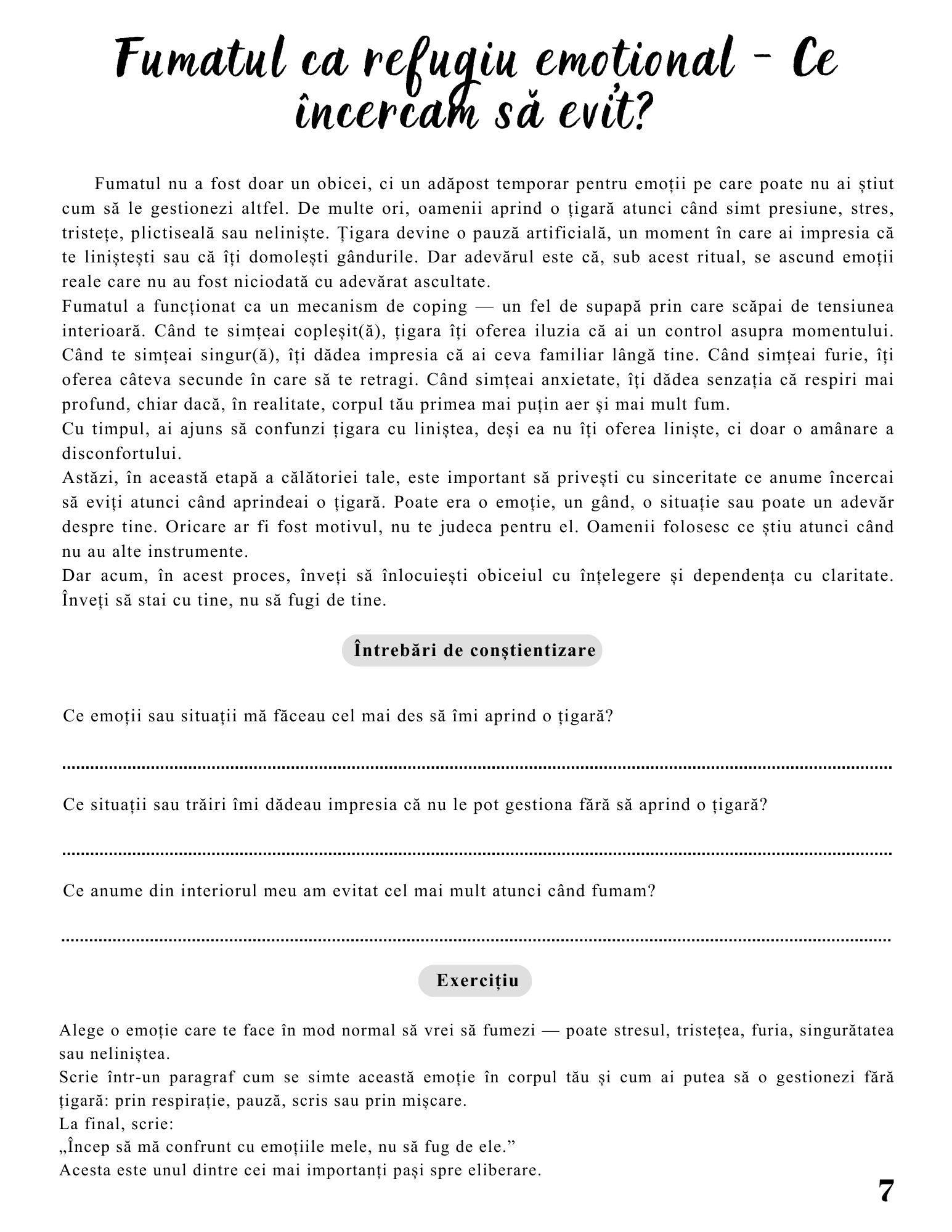 Jurnalul Eliberarii Mele - O Calatorie Pas Cu Pas Pentru Vindecarea Dependentei Fumatului - Calatoria Spre Claritate / Program de Autovindecare / Transformare Personala / Regasirea Sinelui