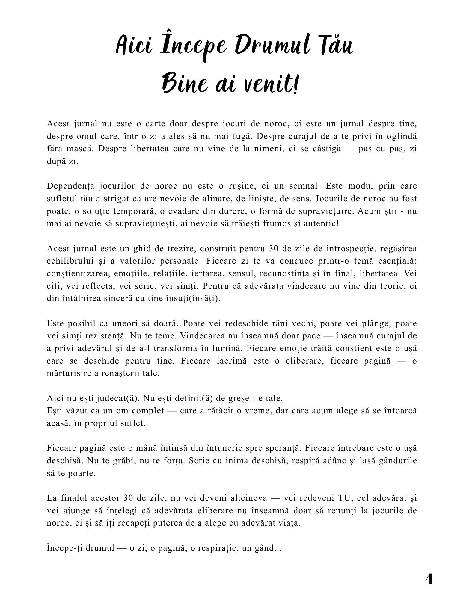 Jurnalul Eliberarii Mele - O Calatorie Pas Cu Pas Pentru Vindecarea Dependentei Jocurilor De Noroc - Calatoria Spre Claritate / Program de Autovindecare / Transformare Personala / Regasirea Sinelui