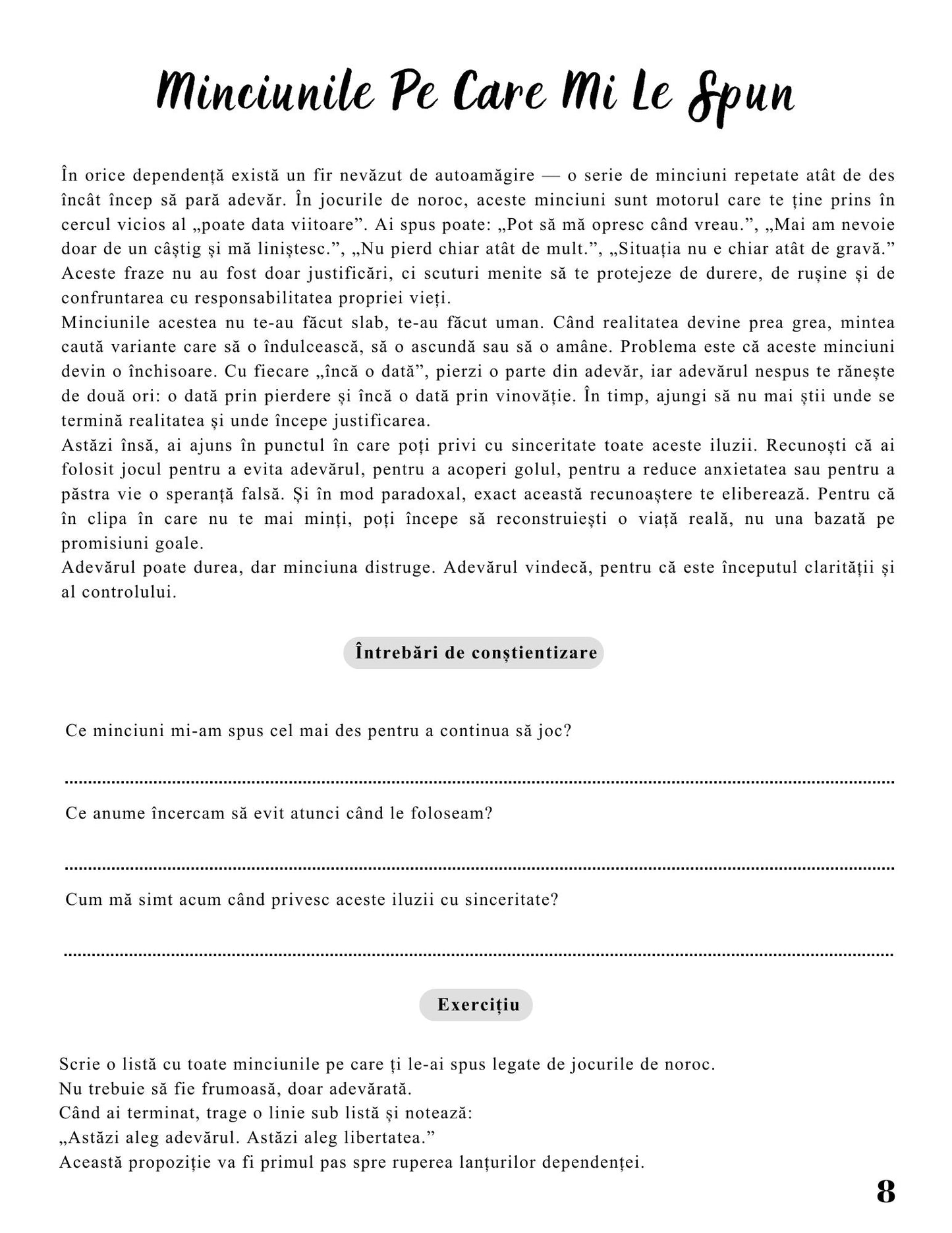 Jurnalul Eliberarii Mele - O Calatorie Pas Cu Pas Pentru Vindecarea Dependentei Jocurilor De Noroc - Calatoria Spre Claritate / Program de Autovindecare / Transformare Personala / Regasirea Sinelui