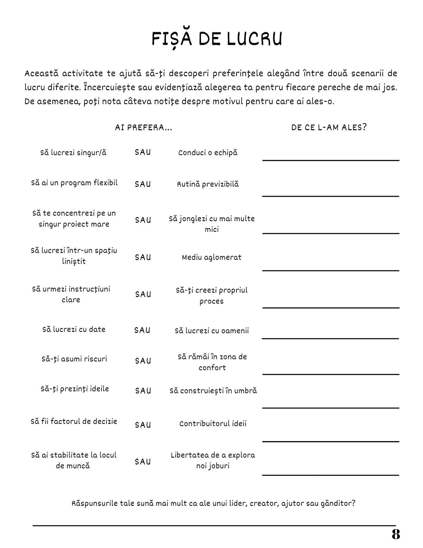 Jurnalul Meu Cu Fise de Lucru - Ce Alegere Profesionala Mi-ar Aduce Implinire / Ghid Practic / Autocunoastere / Personalitate / Dezvoltare Personala / Reflectie / Echilibru Emotional / Carte Digitala / Ebook