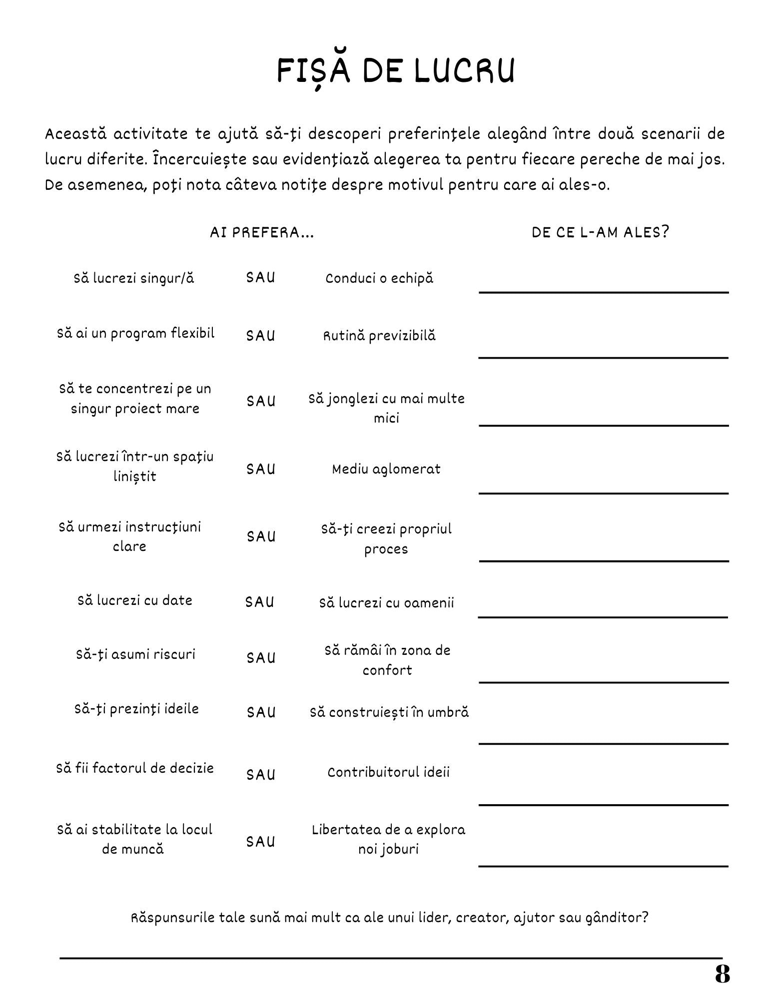 Jurnalul Meu Cu Fise de Lucru - Ce Alegere Profesionala Mi-ar Aduce Implinire / Ghid Practic / Autocunoastere / Personalitate / Dezvoltare Personala / Reflectie / Echilibru Emotional / Carte Digitala / Ebook