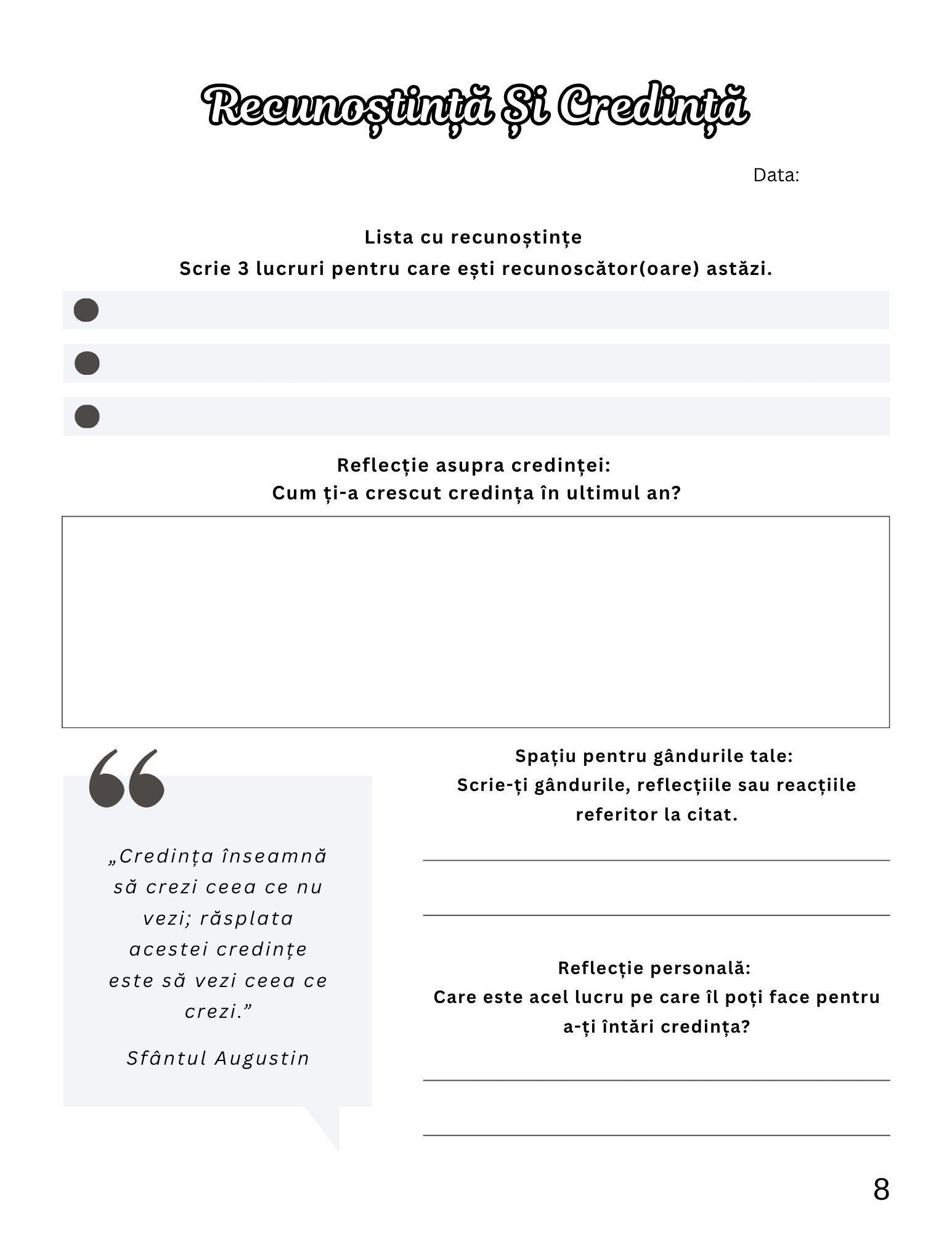 Jurnalul Meu De Calatorie Spirituala - Semintele Credintei / Ghid de Reflectie si Credinta/ Dezvoltare Personala / Autocunoastere / Echilibru Interior / Recunostinta / Mindfulness Si Motivatie