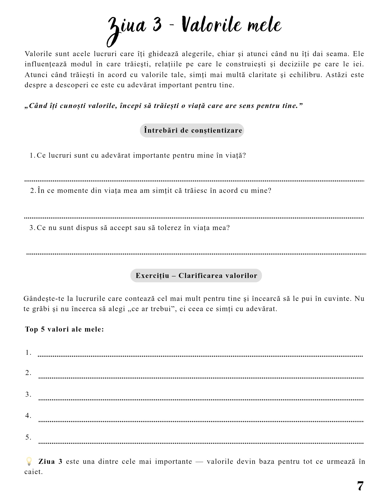 jurnal dezvoltare personală 30 zile PDF transformare obiceiuri și obiective