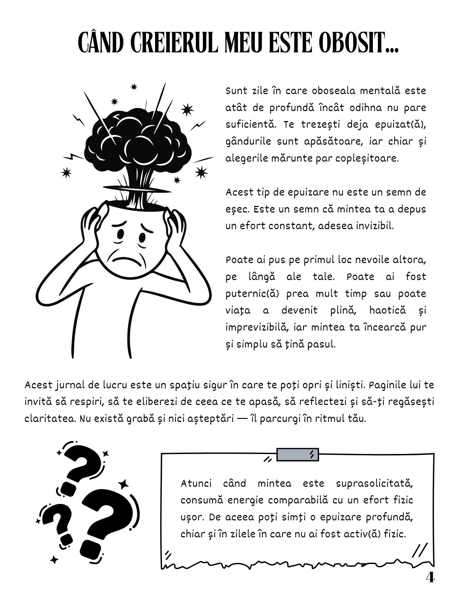 Jurnalul Meu de Lucru - Suprasolicitarea Mentala - Procesul Meu de Reflectie si Constientizare / Ghid Practic / Autocunoastere / Personalitate / Dezvoltare Personala / Reflectie / Echilibru Emotional