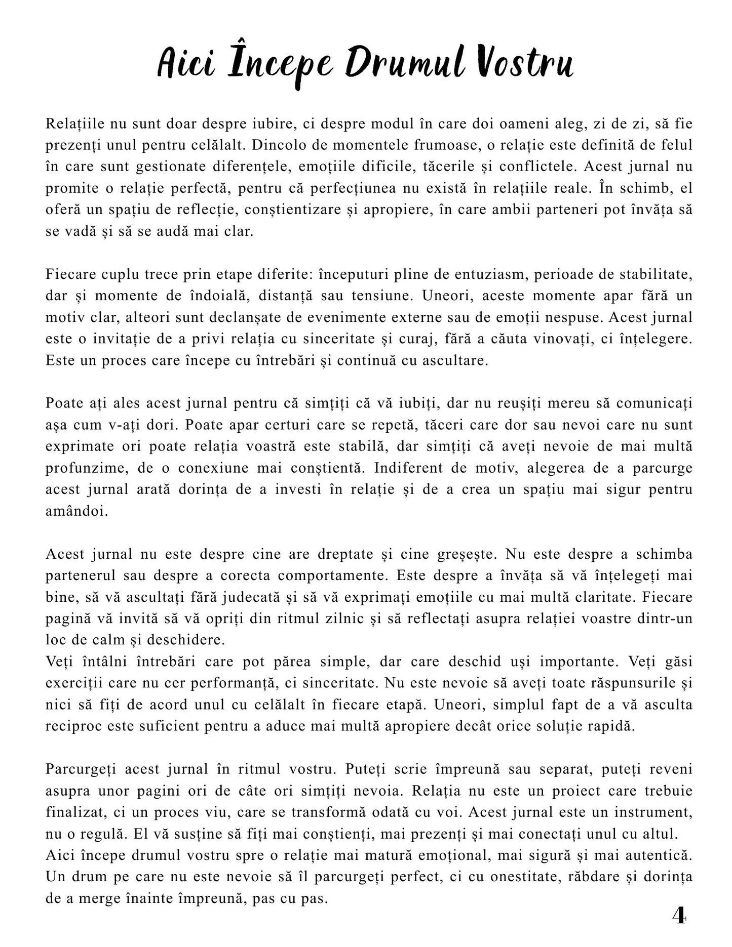 Jurnalul Relatiei de Cuplu - Cum Construim O Relatie Sigura si Sanatoasa / Ghid Practic / Echilibru Emotional / Autocunoastere / Claritate Mentala / Dezvoltare Personala
