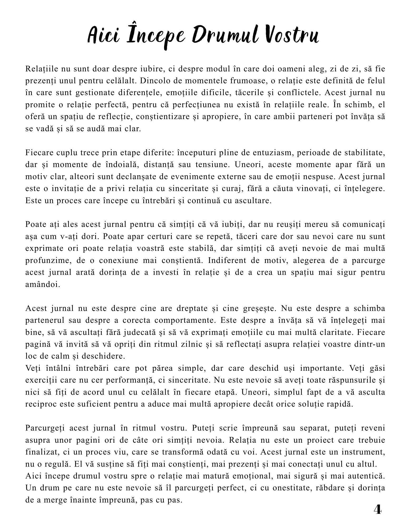 Jurnalul Relatiei de Cuplu - Cum Construim O Relatie Sigura si Sanatoasa / Ghid Practic / Echilibru Emotional / Autocunoastere / Claritate Mentala / Dezvoltare Personala