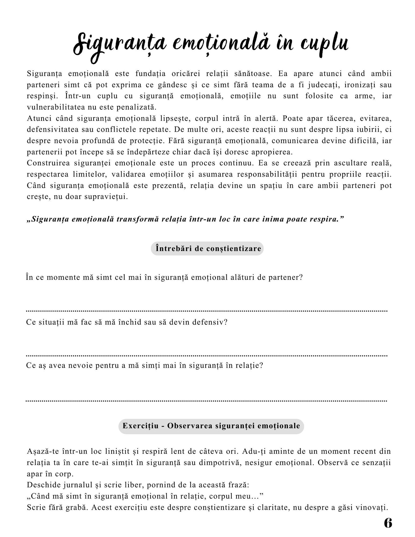 Jurnalul Relatiei de Cuplu - Cum Construim O Relatie Sigura si Sanatoasa / Ghid Practic / Echilibru Emotional / Autocunoastere / Claritate Mentala / Dezvoltare Personala