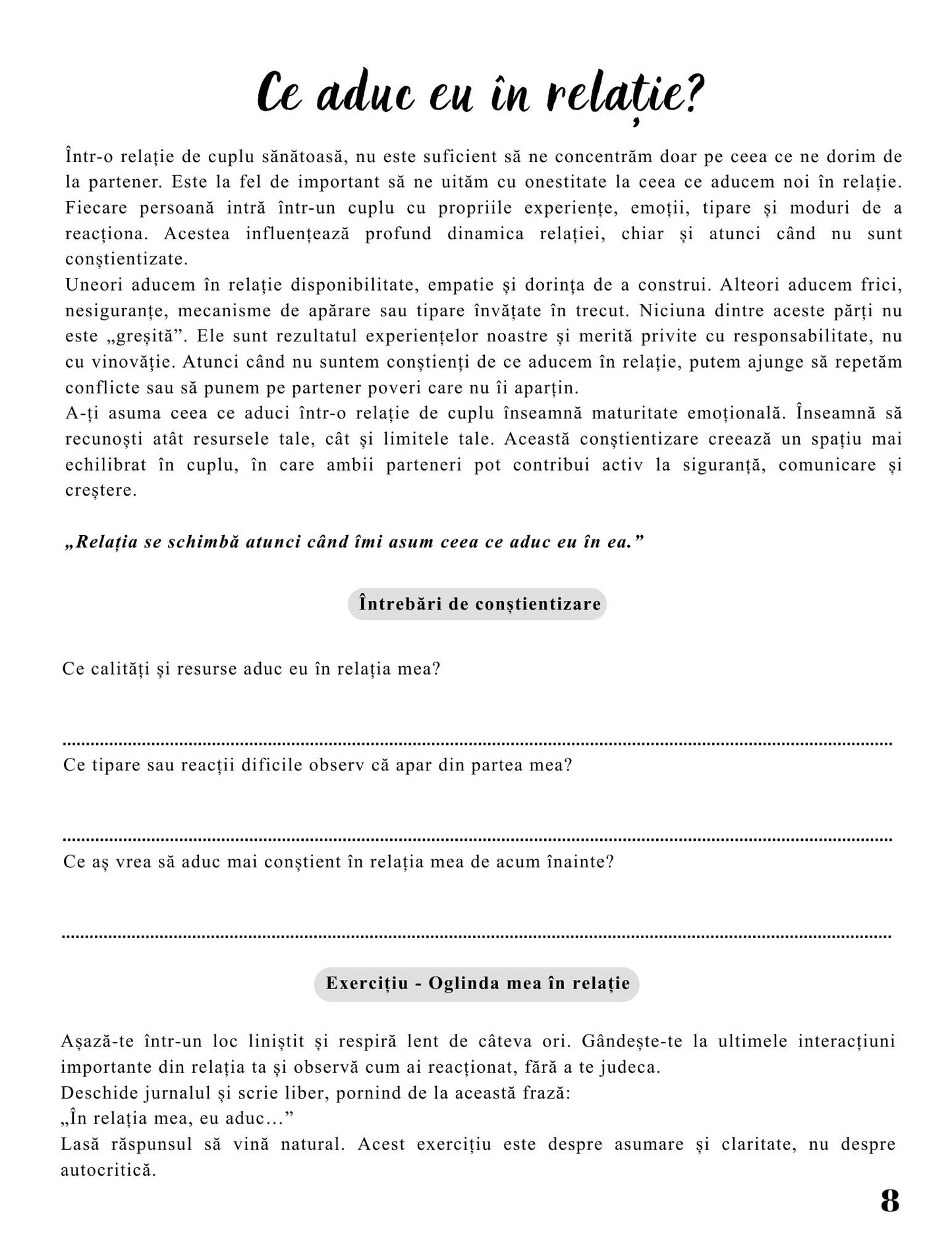 Jurnalul Relatiei de Cuplu - Cum Construim O Relatie Sigura si Sanatoasa / Ghid Practic / Echilibru Emotional / Autocunoastere / Claritate Mentala / Dezvoltare Personala