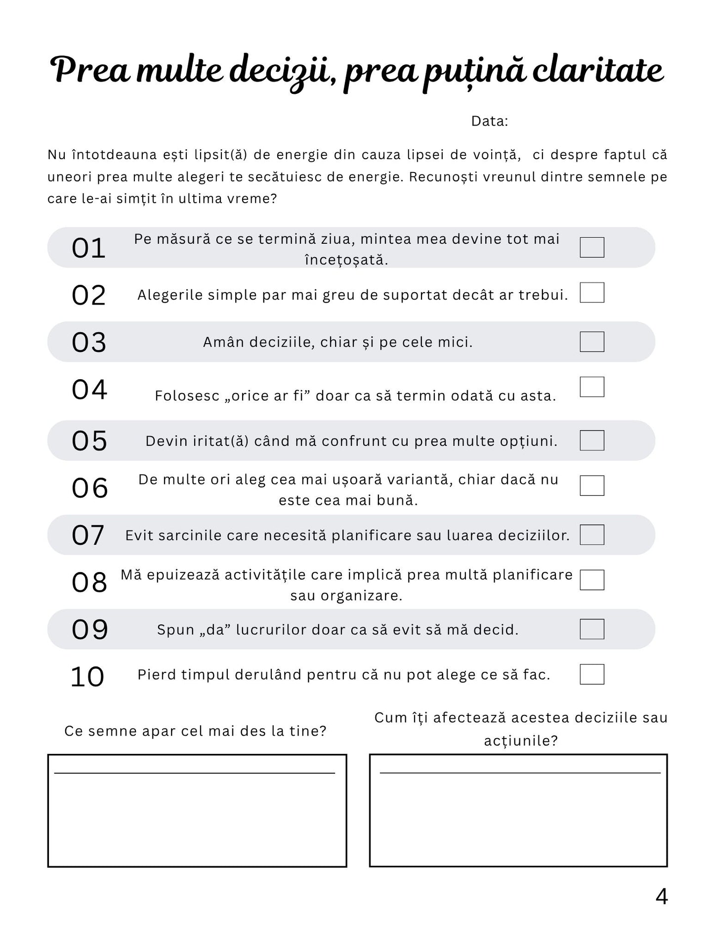 Jurnalul Unei Minti Epuizate De Luarea Constanta A Deciziilor - Calatoria Spre Claritate / Dezvoltare Personala / Autocunoastere / Echilibru Interior / Recunostinta / Mindfulness Si Motivatie