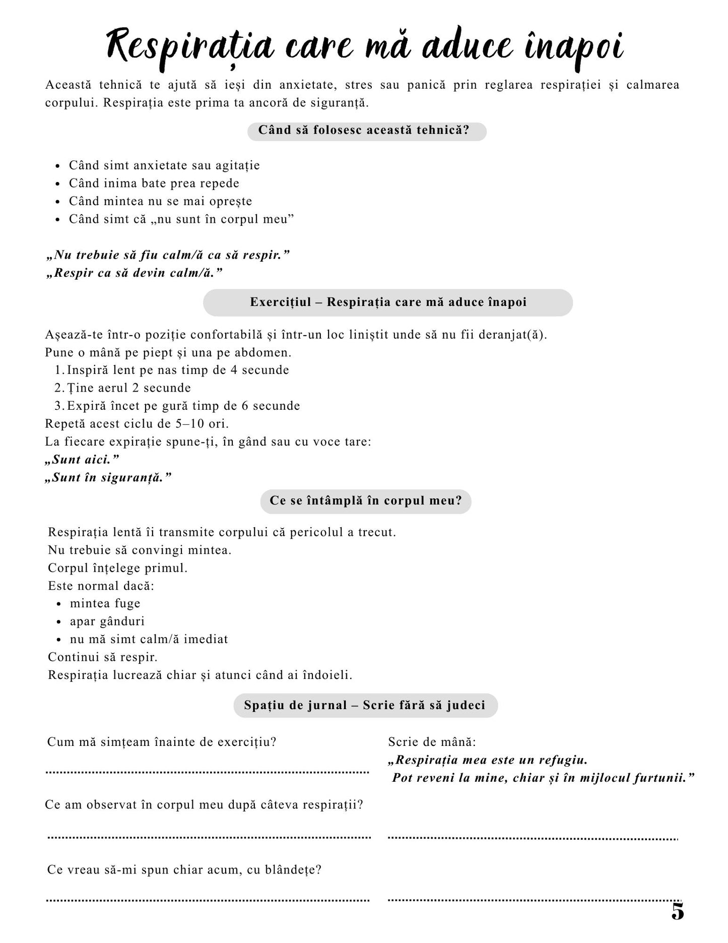 Jurnalul Vindecarii Mele - 30 de Tehnici Pentru Anxietate, Stres, Atacuri de Panica, Frici si Depresie / Ghid Practic / Echilibru Emotional / Autocunoastere / Claritate Mentala / Dezvoltare Personala