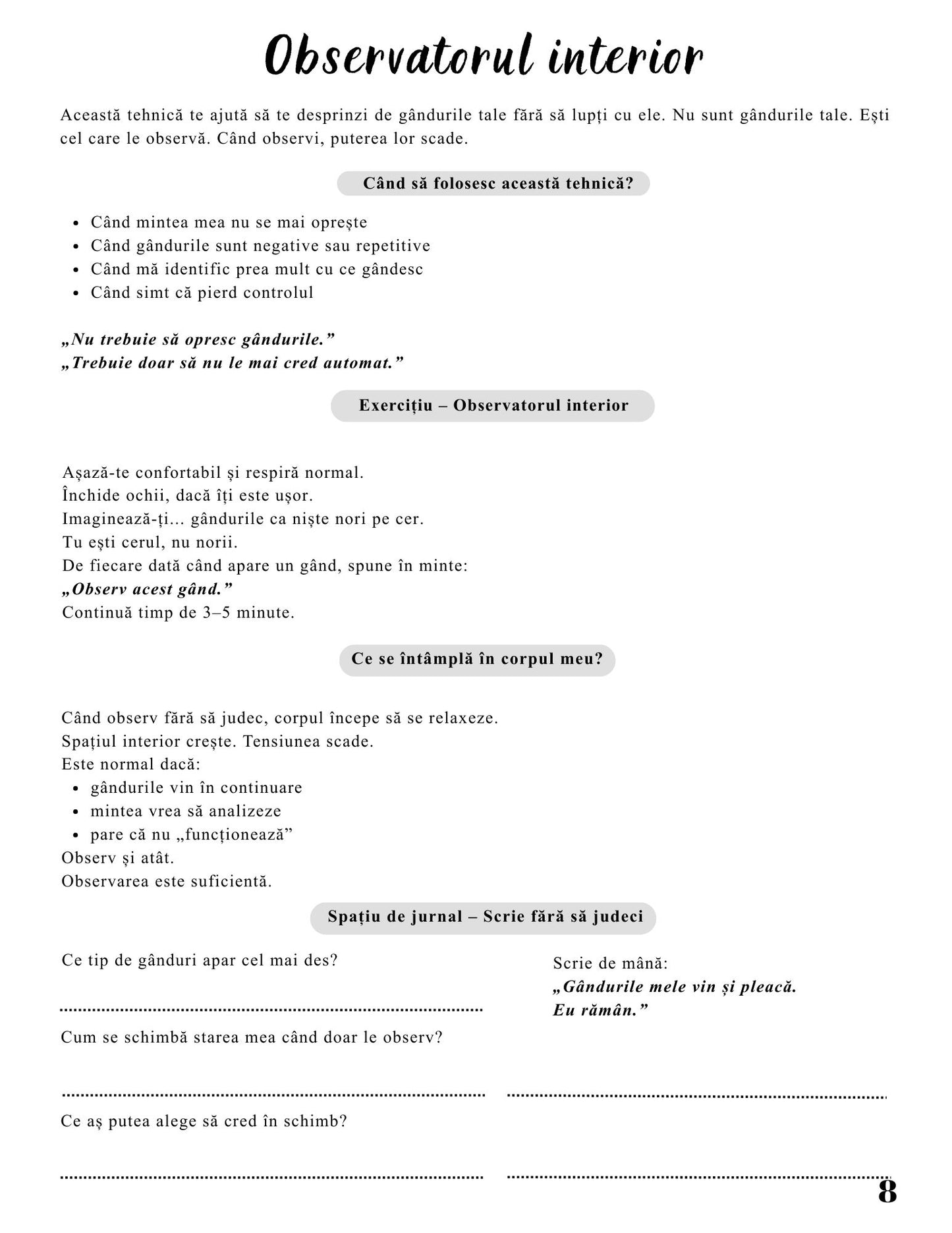 Jurnalul Vindecarii Mele - 30 de Tehnici Pentru Anxietate, Stres, Atacuri de Panica, Frici si Depresie / Ghid Practic / Echilibru Emotional / Autocunoastere / Claritate Mentala / Dezvoltare Personala