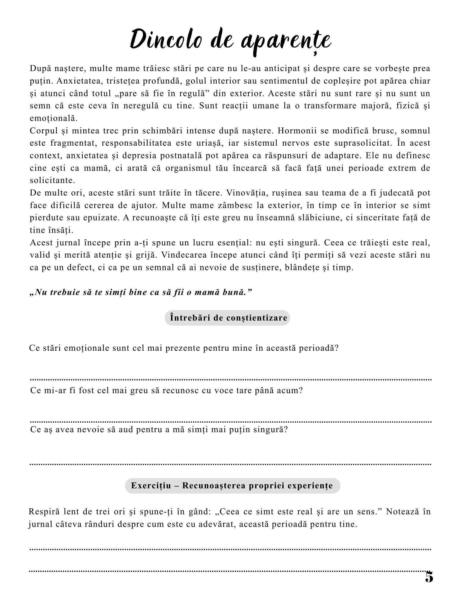 Jurnalul Vindecarii Mele - Anxietatea Postnatala - Mama Care Se Reface / Ghid Practic / Echilibru Emotional / Autocunoastere / Claritate Mentala / Dezvoltare Personala 