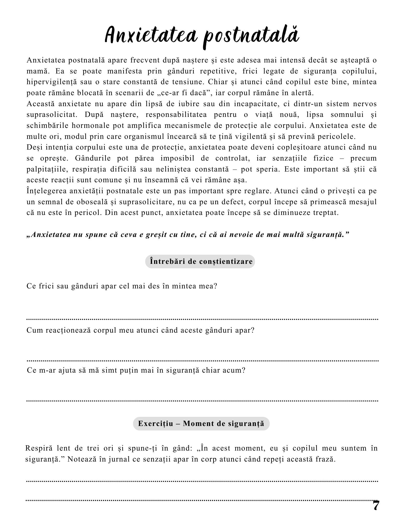 Jurnalul Vindecarii Mele - Anxietatea Postnatala - Mama Care Se Reface / Ghid Practic / Echilibru Emotional / Autocunoastere / Claritate Mentala / Dezvoltare Personala 