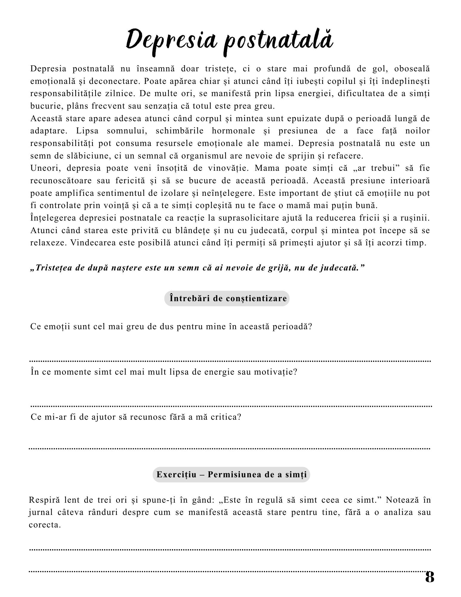 Jurnalul Vindecarii Mele - Anxietatea Postnatala - Mama Care Se Reface / Ghid Practic / Echilibru Emotional / Autocunoastere / Claritate Mentala / Dezvoltare Personala 