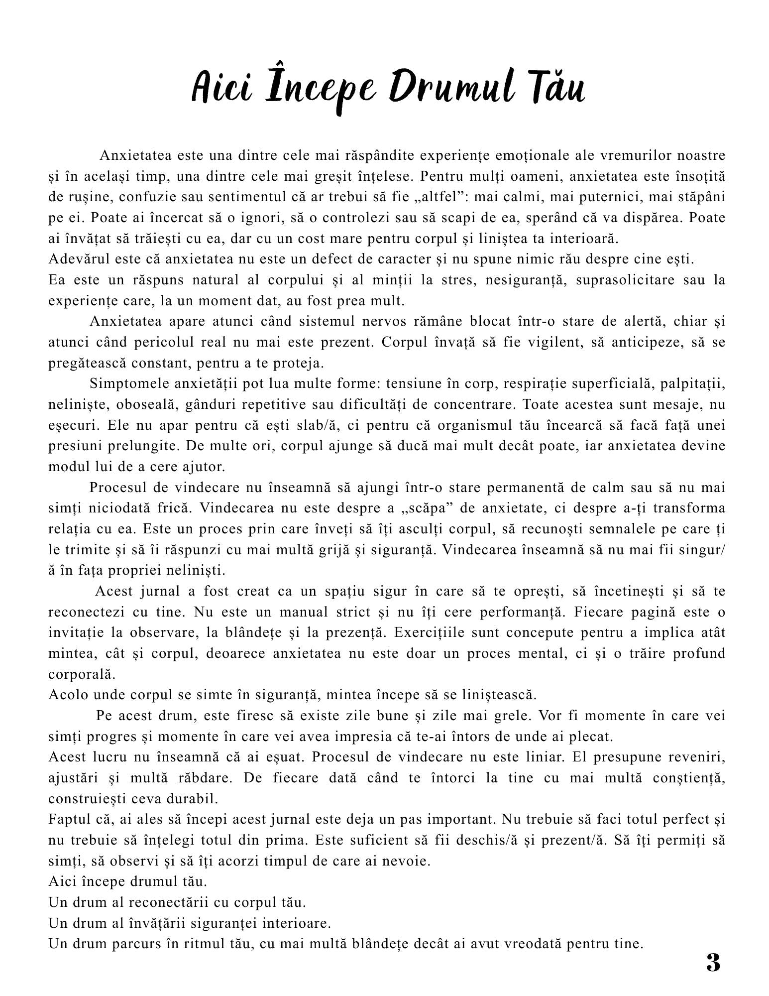 Jurnalul Vindecarii Mele - Anxietatea si Corpul - Cum Imi Regasesc Calmul si Siguranta / Ghid Practic / Echilibru Emotional / Autocunoastere / Claritate Mentala / Dezvoltare Personala