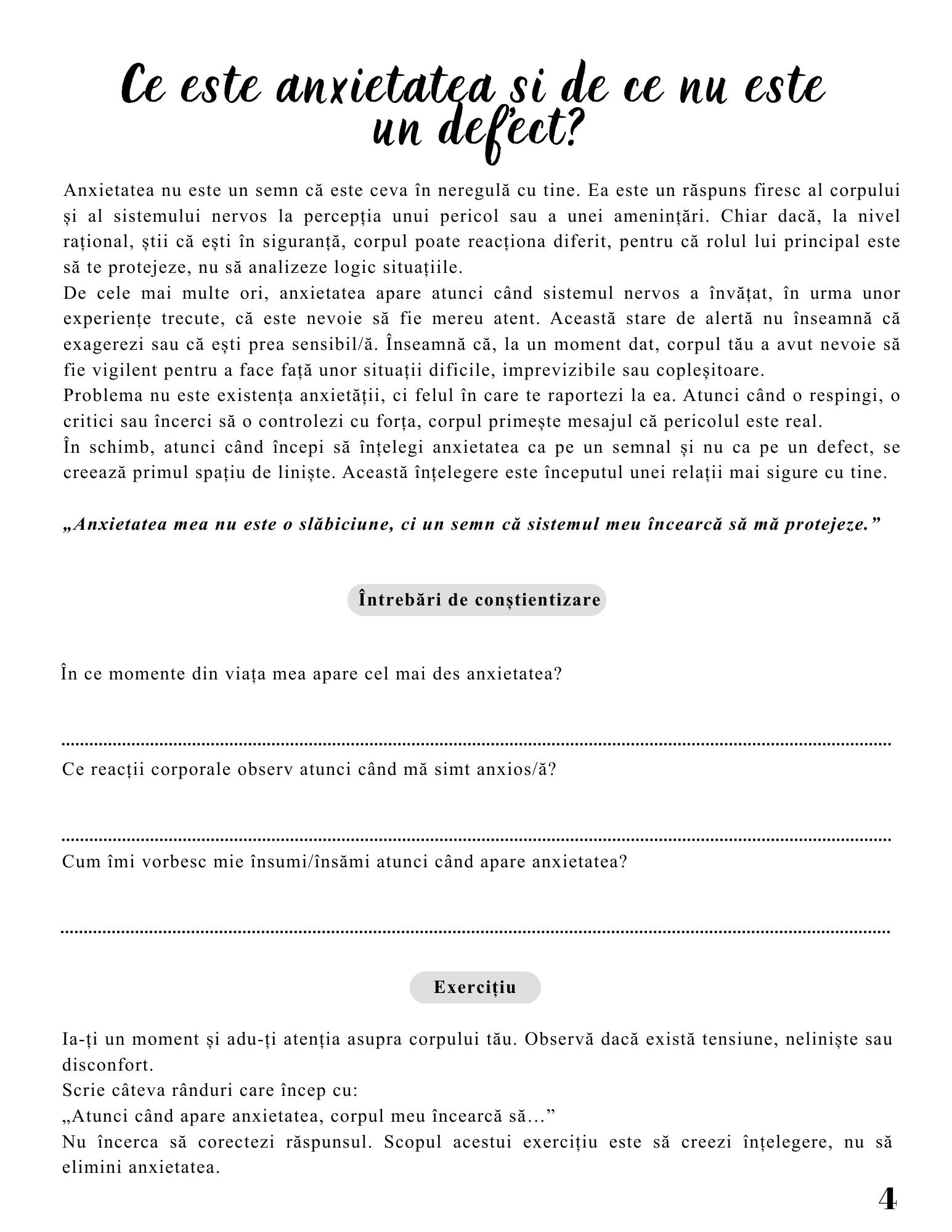 Jurnalul Vindecarii Mele - Anxietatea si Corpul - Cum Imi Regasesc Calmul si Siguranta / Ghid Practic / Echilibru Emotional / Autocunoastere / Claritate Mentala / Dezvoltare Personala