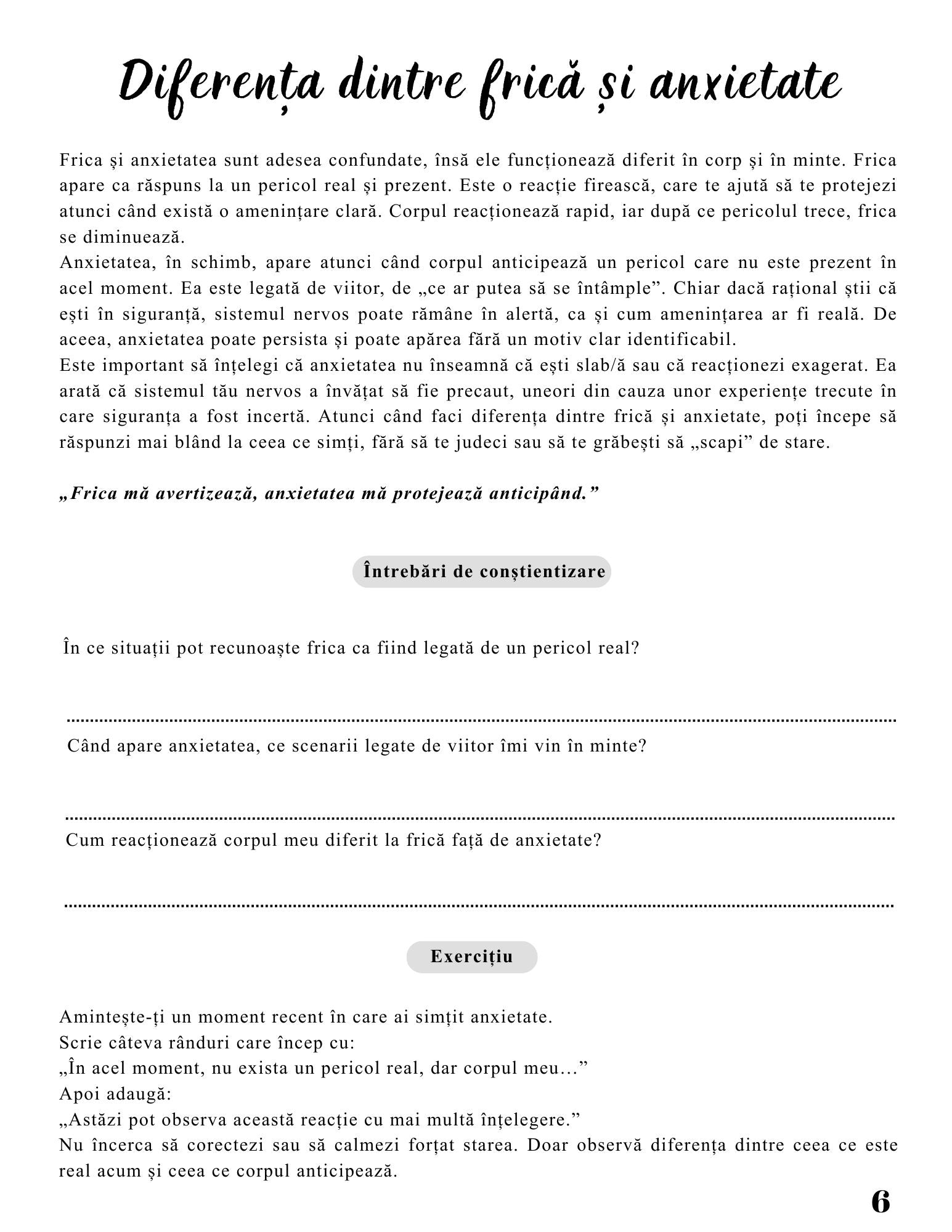 Jurnalul Vindecarii Mele - Anxietatea si Corpul - Cum Imi Regasesc Calmul si Siguranta / Ghid Practic / Echilibru Emotional / Autocunoastere / Claritate Mentala / Dezvoltare Personala
