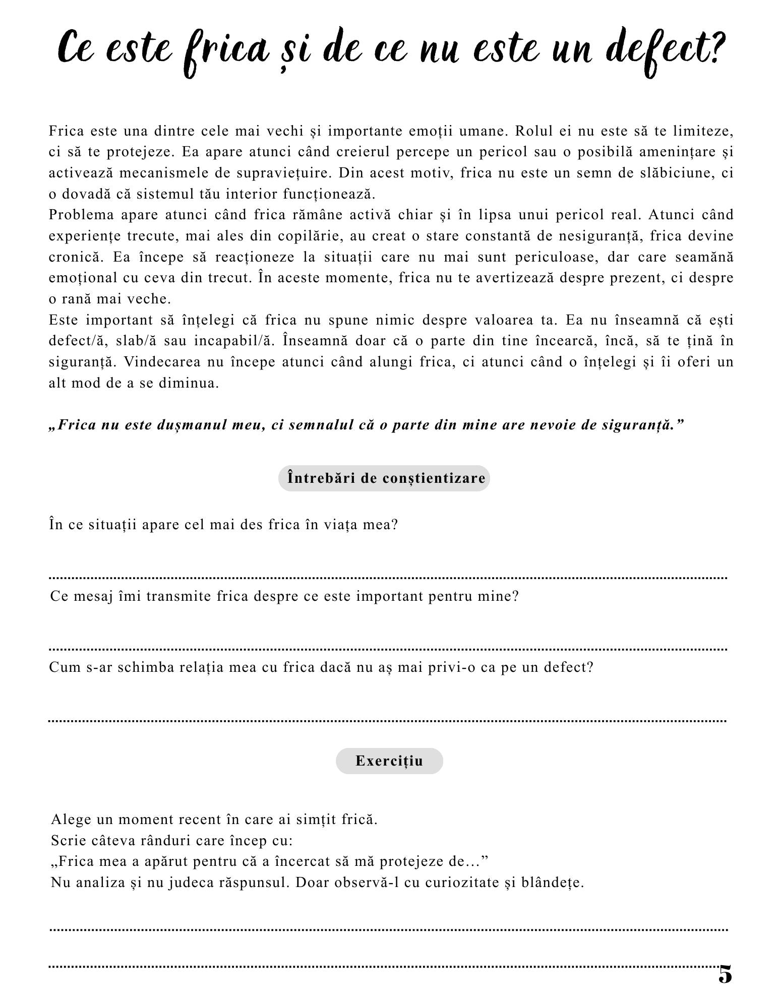 Jurnalul Vindecarii Mele - Cele 6 Frici Fundamentale, Intelese si Vindecate / Ghid Practic / Echilibru Emotional / Autocunoastere / Claritate Mentala / Dezvoltare Personala