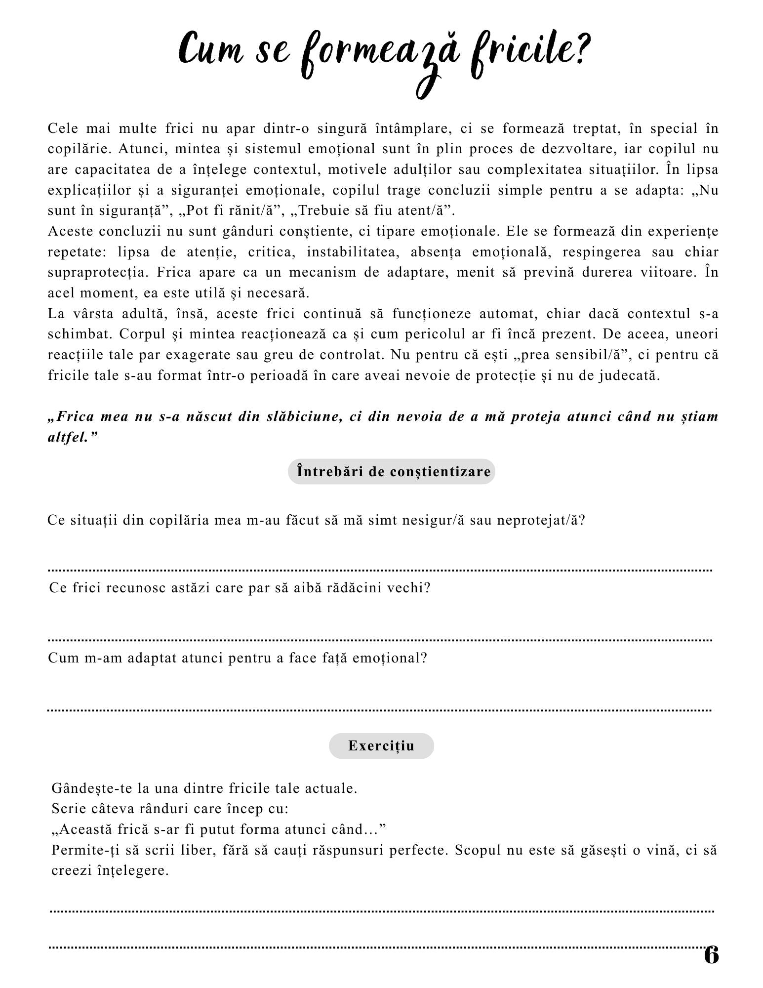 Jurnalul Vindecarii Mele - Cele 6 Frici Fundamentale, Intelese si Vindecate / Ghid Practic / Echilibru Emotional / Autocunoastere / Claritate Mentala / Dezvoltare Personala