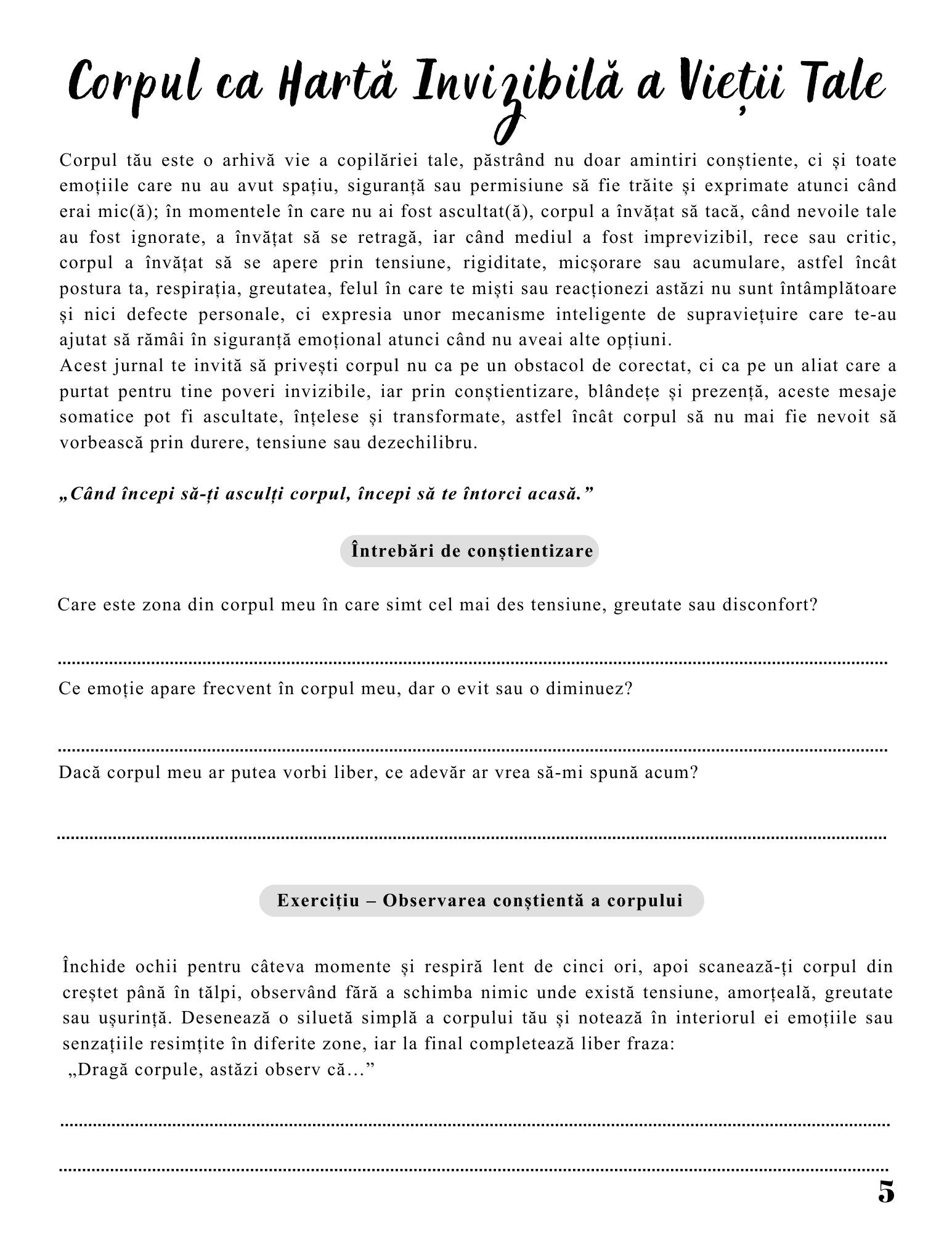 Jurnalul Vindecarii Mele - Cele 6 Rani ale Copilariei si Harta Invizibila a Corpului / Ghid Practic / Echilibru Emotional / Autocunoastere / Claritate Mentala / Dezvoltare Personala