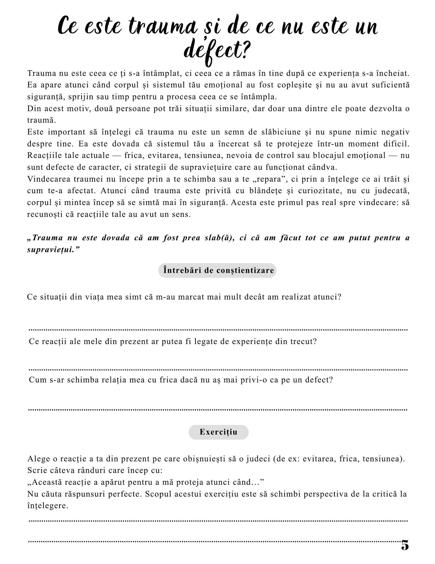 Jurnalul Vindecarii Mele - Cele 6 Traume Care Ne Modeleaza Viata / Ghid Practic / Echilibru Emotional / Autocunoastere / Claritate Mentala / Dezvoltare Personala