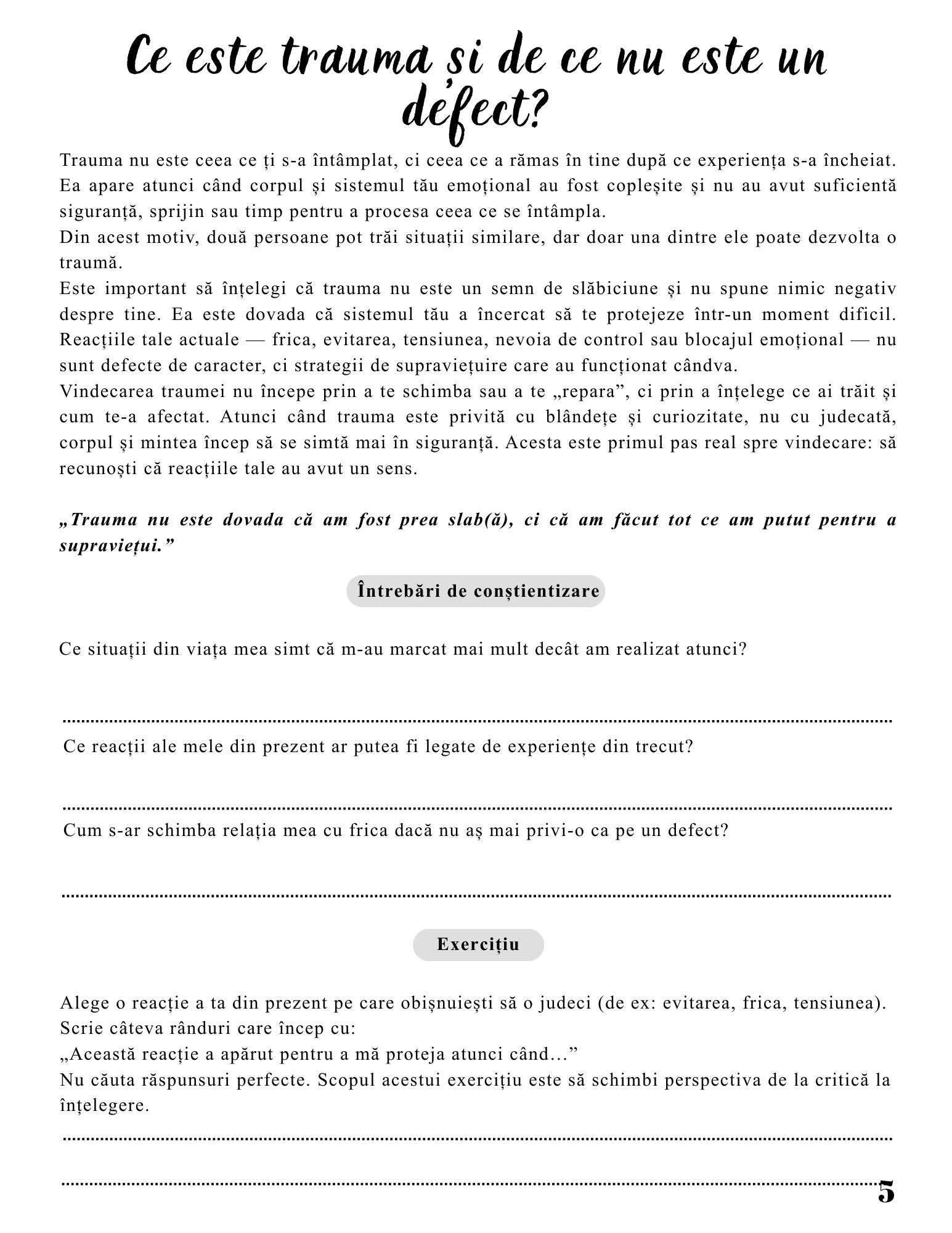 Jurnalul Vindecarii Mele - Cele 6 Traume Care Ne Modeleaza Viata / Ghid Practic / Echilibru Emotional / Autocunoastere / Claritate Mentala / Dezvoltare Personala