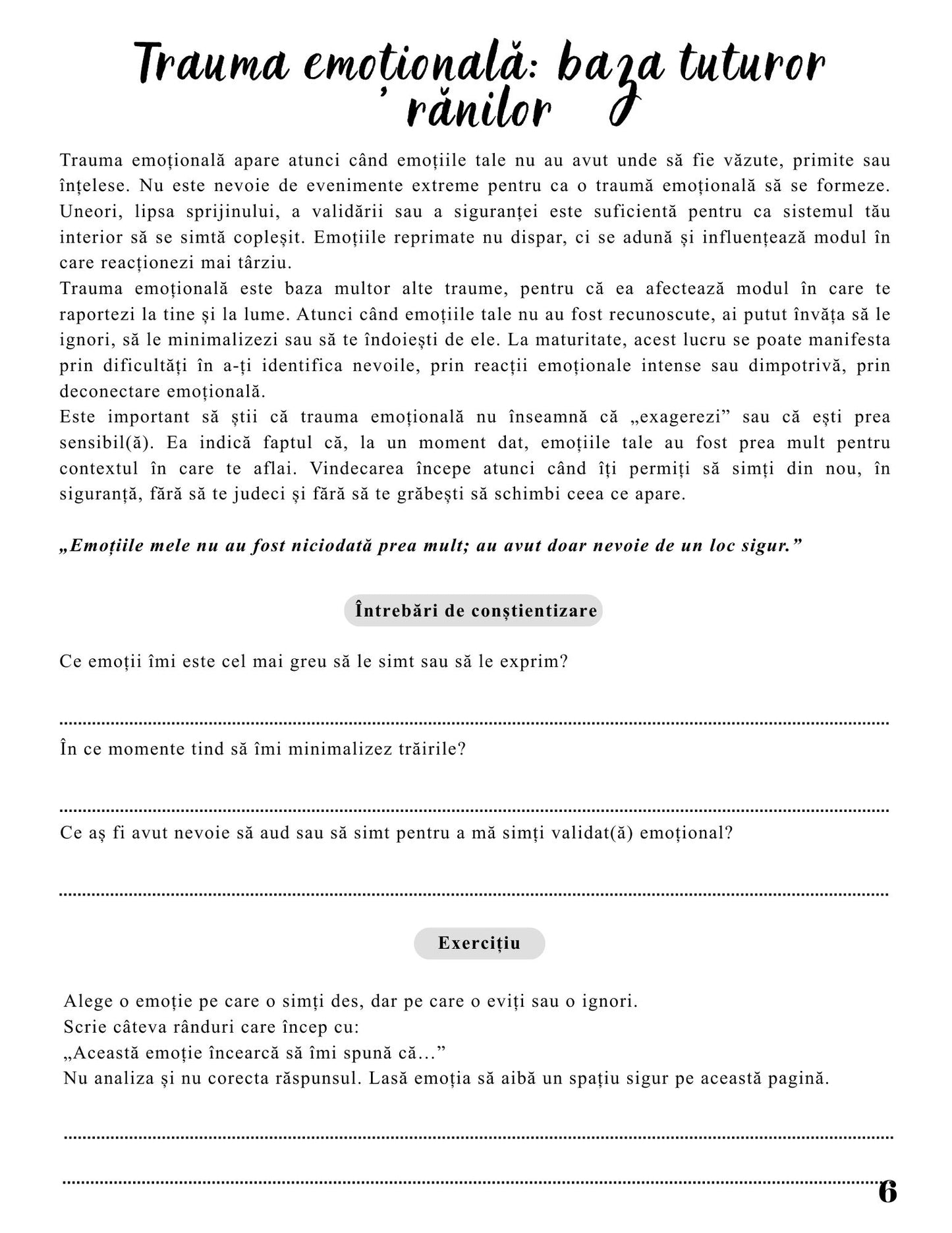 Jurnalul Vindecarii Mele - Cele 6 Traume Care Ne Modeleaza Viata / Ghid Practic / Echilibru Emotional / Autocunoastere / Claritate Mentala / Dezvoltare Personala
