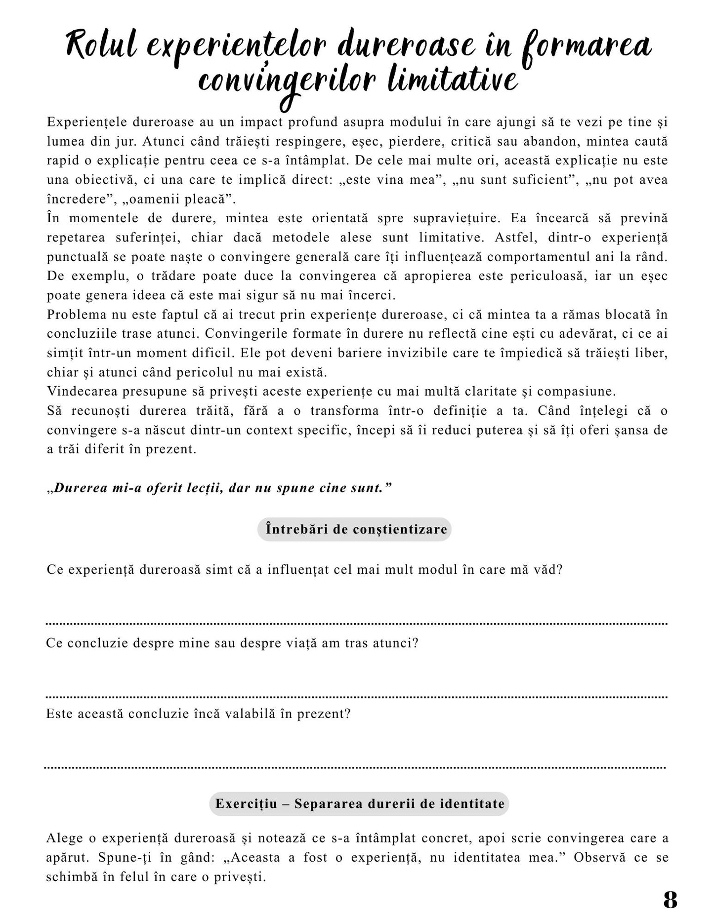 Jurnalul Vindecarii Mele - Convingerile Limitative - Schimba Gandurile Care Iti Blocheaza Viata / Ghid Practic / Echilibru Emotional / Autocunoastere / Claritate Mentala / Dezvoltare Personala 