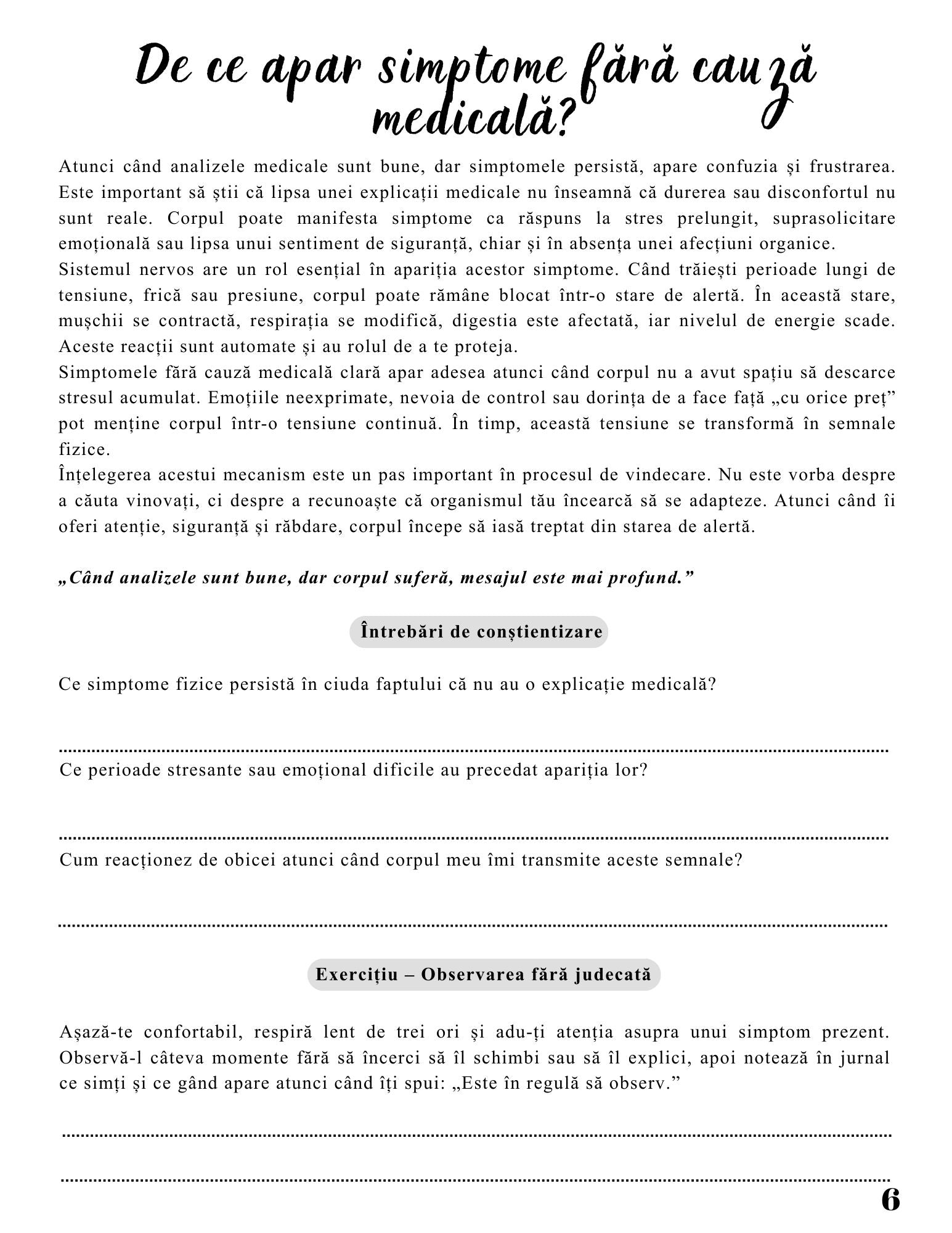 Jurnalul Vindecarii Mele - Corpul Nu Minte - Simtomele Fizice Pot Fi Intelese Si Vindecate / Ghid Practic / Echilibru Emotional / Autocunoastere / Claritate Mentala / Dezvoltare Personala / Carte Digitala / Ebook