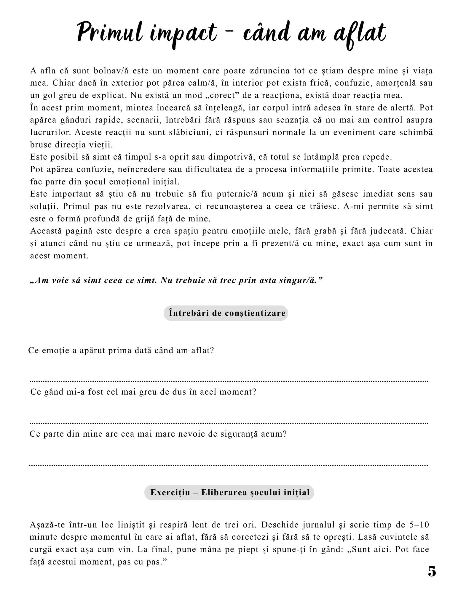 Jurnalul Vindecarii Mele - Cum Trec Emotional Peste Orice Boala / Ghid Practic / Echilibru Emotional / Autocunoastere / Claritate Mentala / Dezvoltare Personala