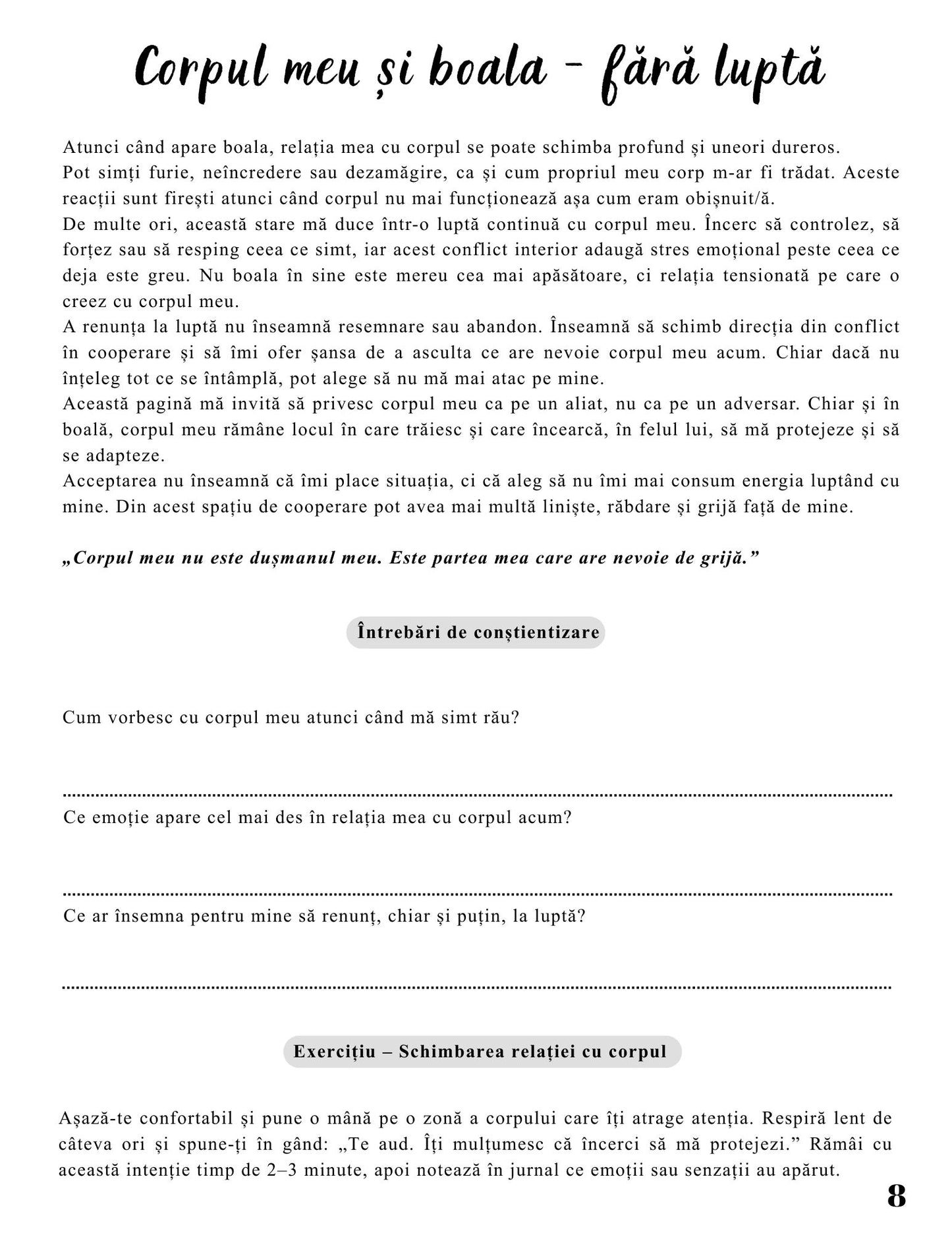 Jurnalul Vindecarii Mele - Cum Trec Emotional Peste Orice Boala / Ghid Practic / Echilibru Emotional / Autocunoastere / Claritate Mentala / Dezvoltare Personala
