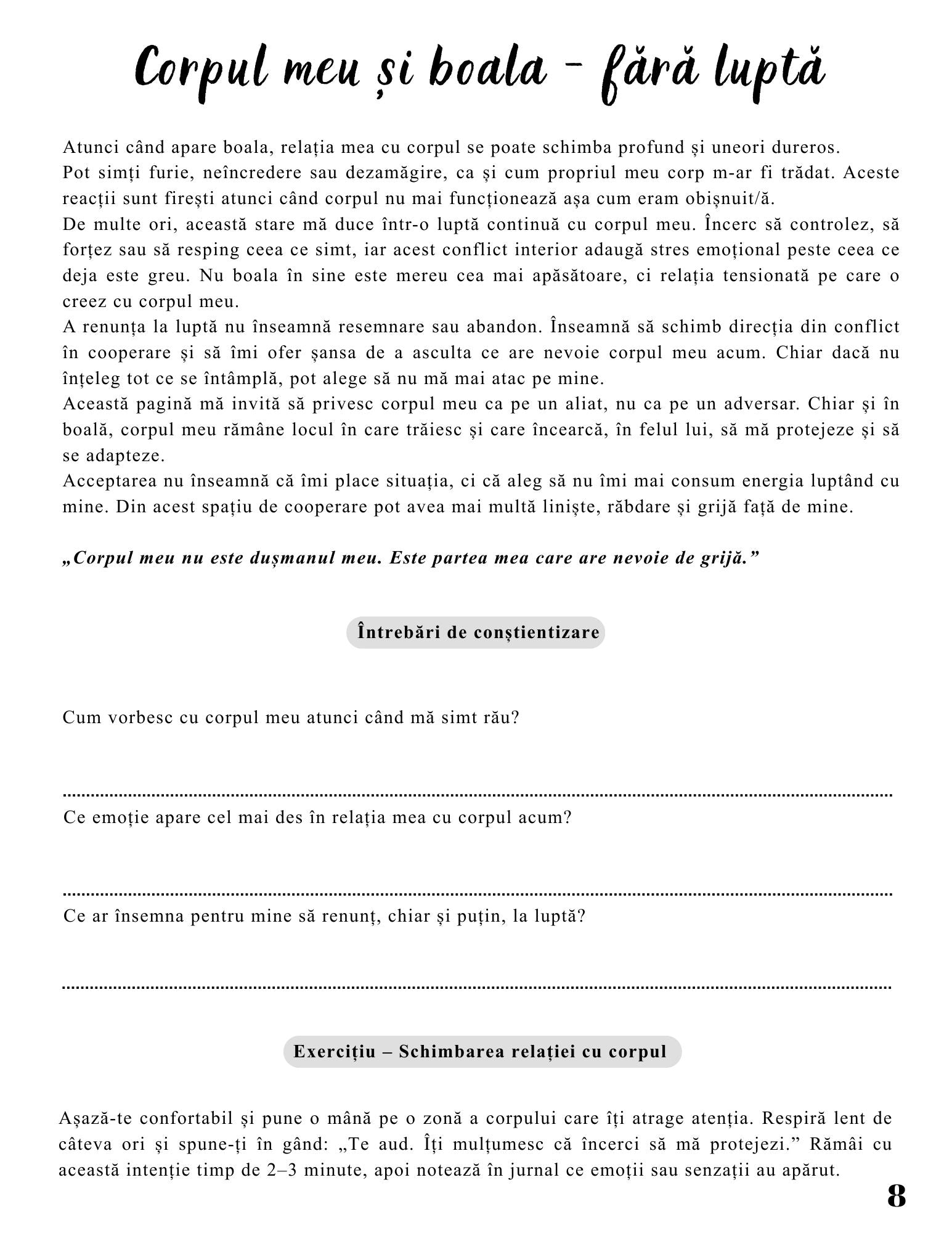 Jurnalul Vindecarii Mele - Cum Trec Emotional Peste Orice Boala / Ghid Practic / Echilibru Emotional / Autocunoastere / Claritate Mentala / Dezvoltare Personala