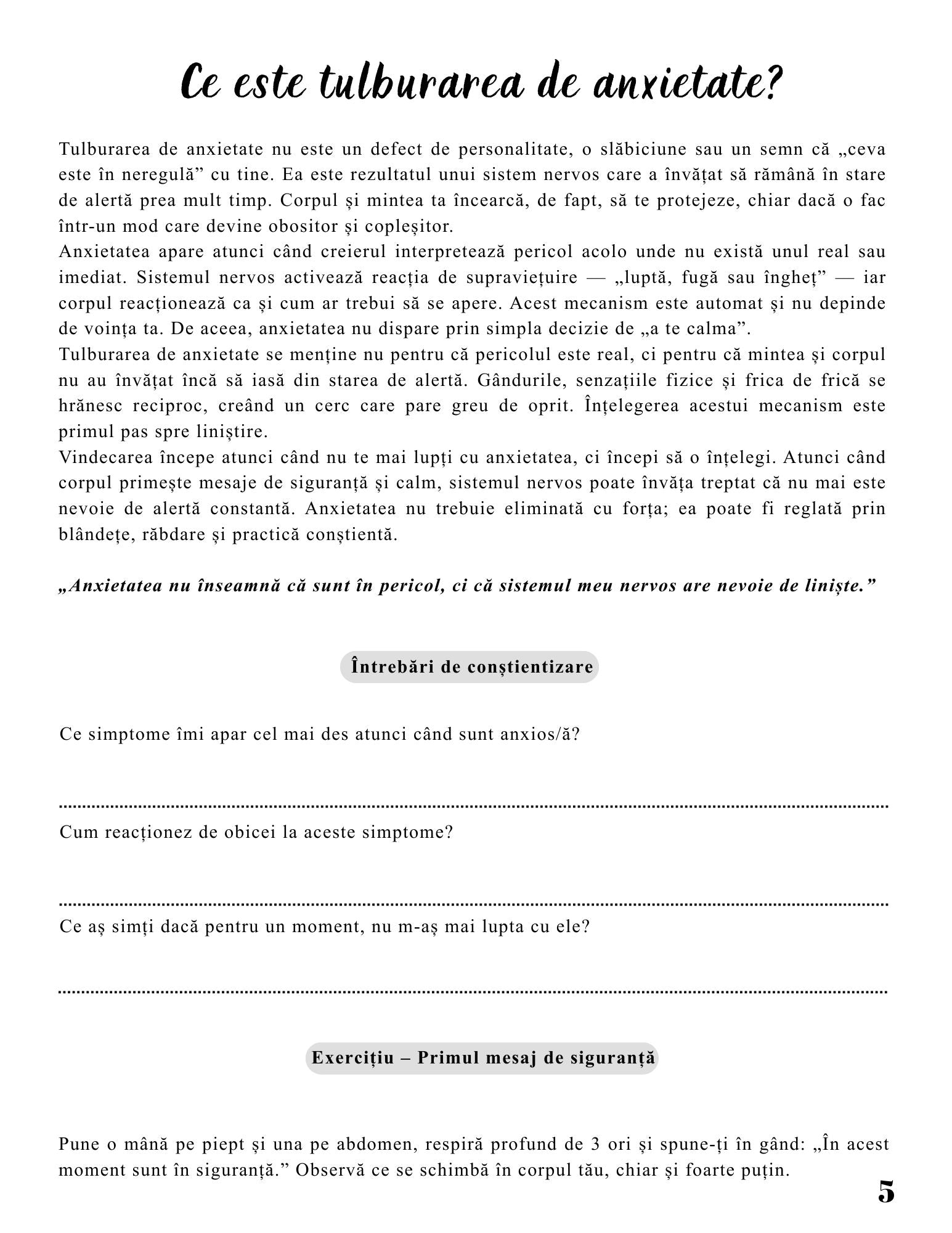 Jurnalul Vindecarii Mele - Tulburare de Anxietate / Ghid Practic / Echilibru Emotional / Autocunoastere / Claritate Mentala / Dezvoltare Personala