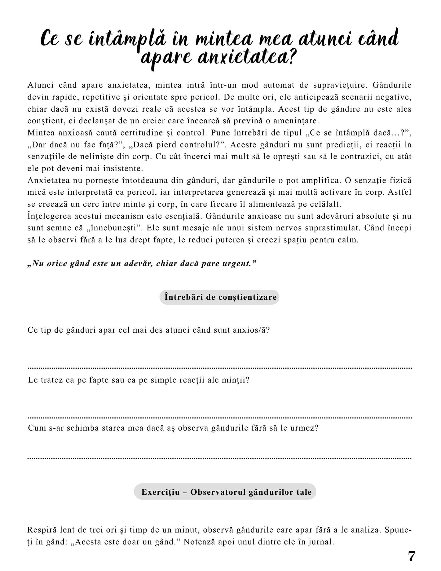 Jurnalul Vindecarii Mele - Tulburare de Anxietate / Ghid Practic / Echilibru Emotional / Autocunoastere / Claritate Mentala / Dezvoltare Personala