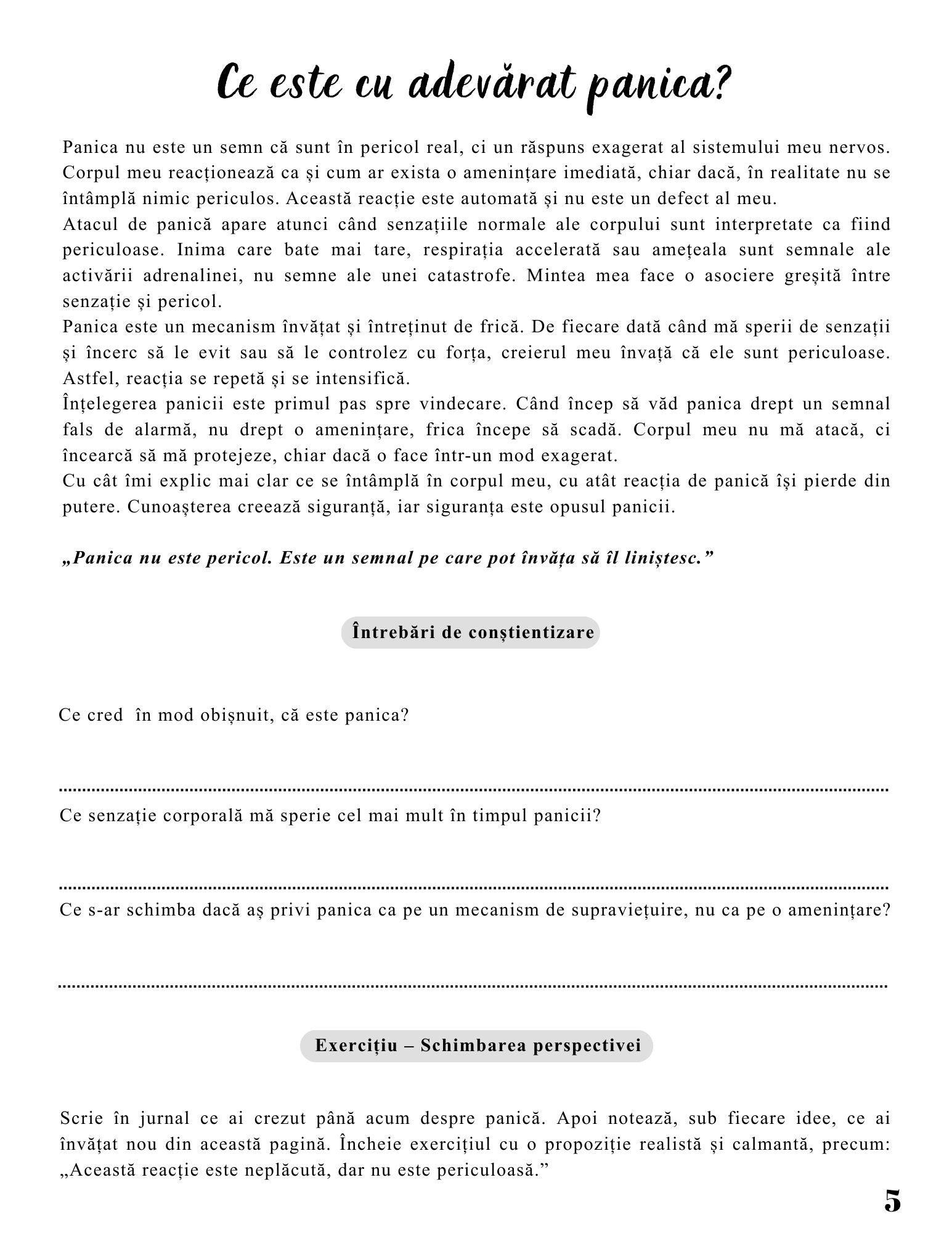 Jurnalul Vindecarii Mele - Tulburare de Panica / Ghid Practic / Echilibru Emotional / Autocunoastere / Claritate Mentala / Dezvoltare Personala 