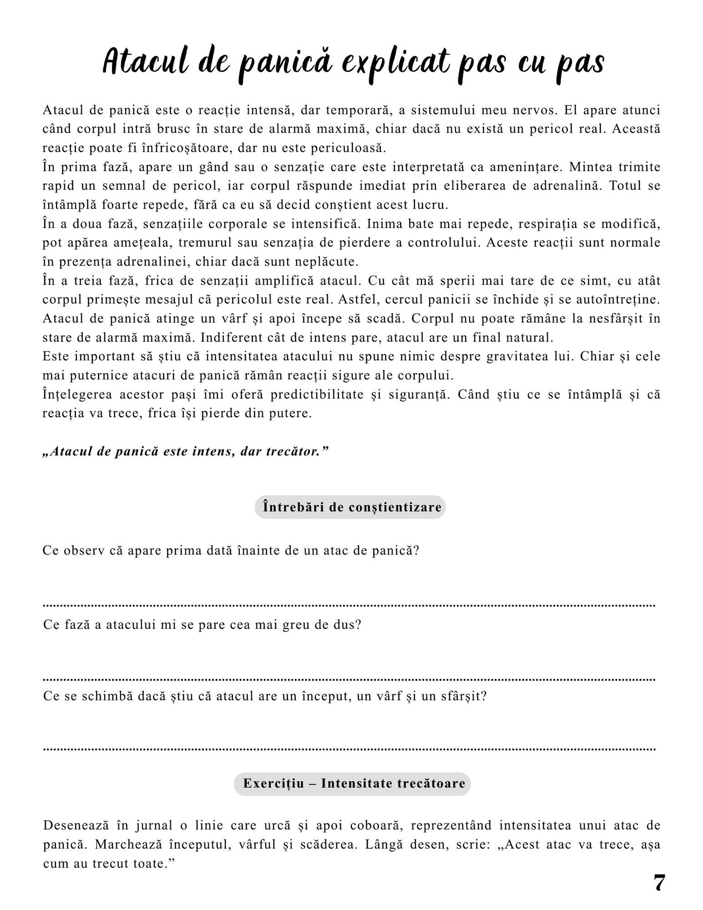 Jurnalul Vindecarii Mele - Tulburare de Panica / Ghid Practic / Echilibru Emotional / Autocunoastere / Claritate Mentala / Dezvoltare Personala 