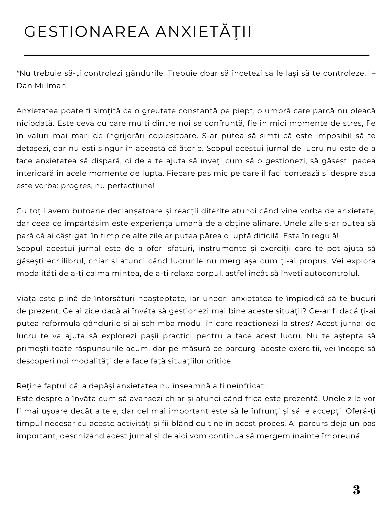 Jurnalul de Lucru pentru Depasirea Anxietatii - Drumul spre Vindecare / Un Parcurs de Autovindecare