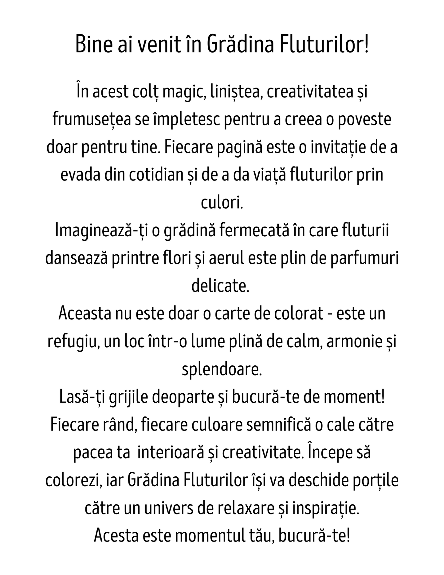 Carte de Colorat Gradina Fluturilor - Transforma Stresul in Arta - Carte de Colorat pentru Relaxare pentru Adulti, Tineri si Copii \ Carte Digitala \ Ebook