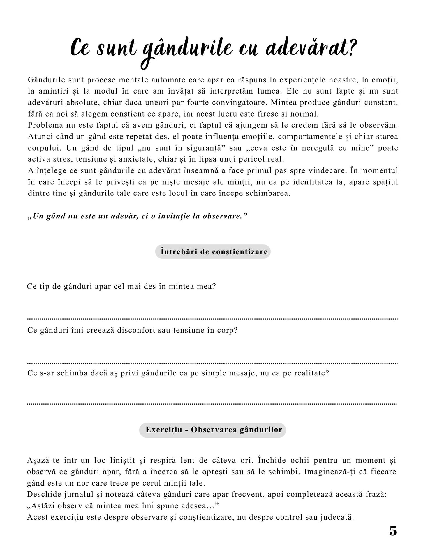 Jurnalul Gândurilor Mele PDF – Gândurile Ne Îmbolnăvesc – Gândurile Ne Vindecă