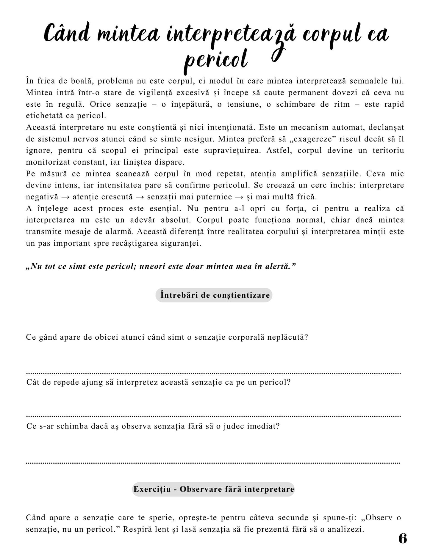 Jurnalul Vindecării Mele PDF – Frica de Boală – Când Frica Creează Pericol, Învăț să Mă Simt în Siguranță