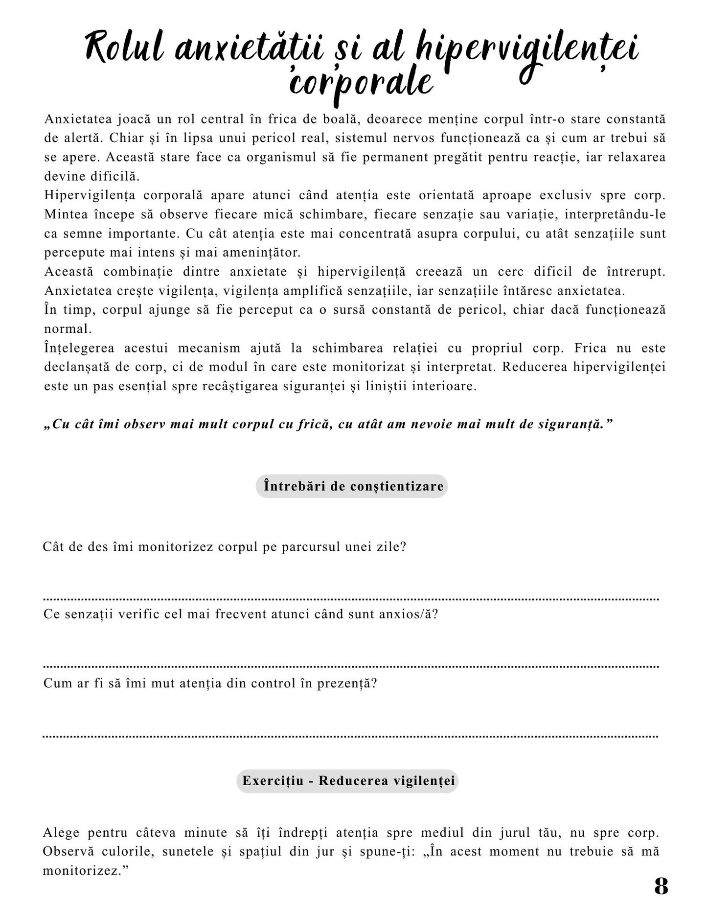 Jurnalul Vindecării Mele PDF – Frica de Boală – Când Frica Creează Pericol, Învăț să Mă Simt în Siguranță