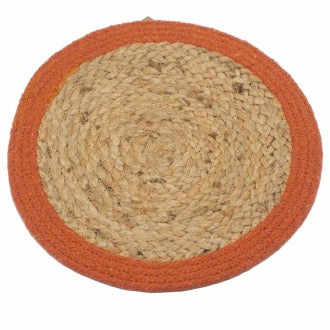 Servet Natural din Iuta si Bumbac - Bordura Portocalie 30 cm