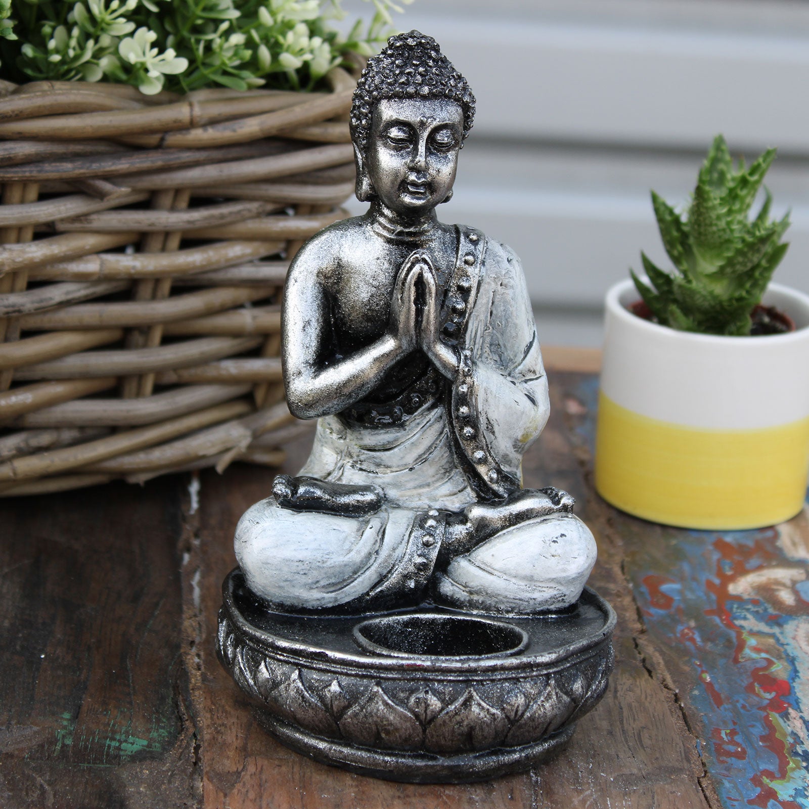 Suport Lumanari Buddha Alb