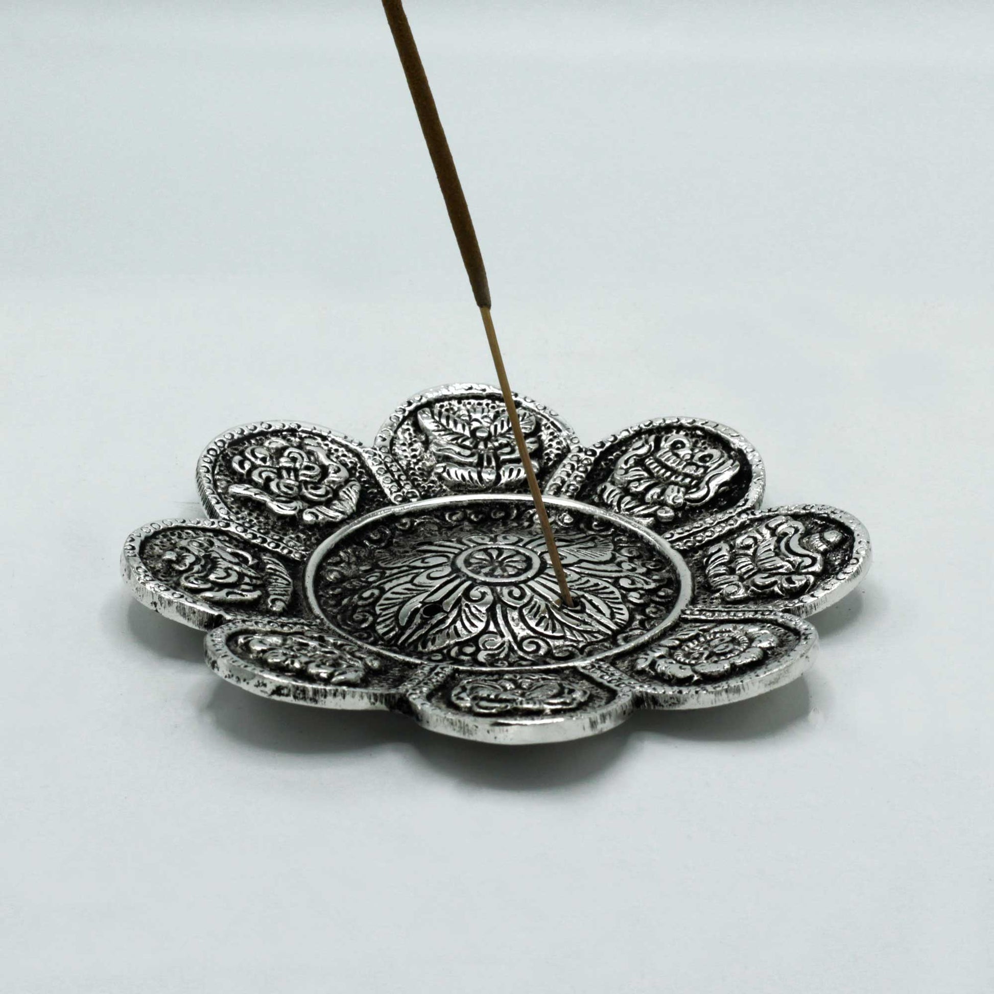 Suport Simboluri Tibetane pentru Tamaie din Aluminiu Lustruit 