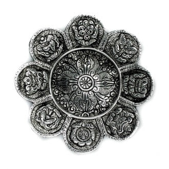 Suport Simboluri Tibetane pentru Tamaie din Aluminiu Lustruit 