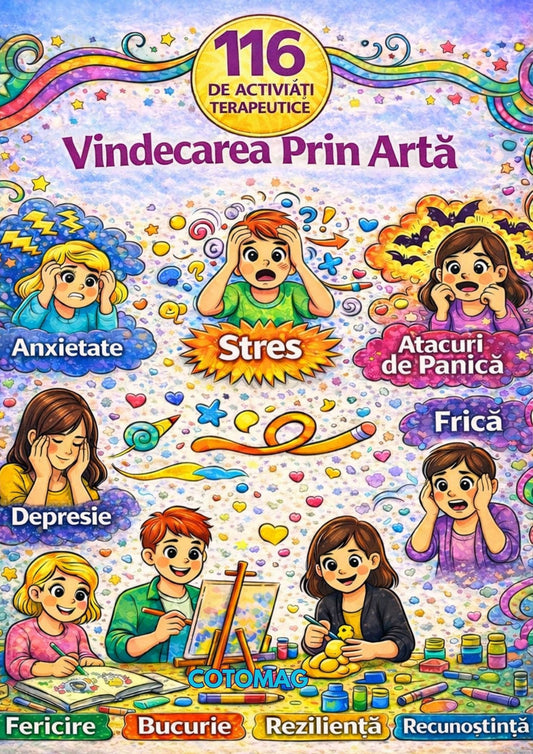 Caiet de Lucru PDF – 116 de Activități Terapeutice pentru Eliberarea Stresului, Anxietății și Reglarea Emoțională, caiet digital, cotomag.ro