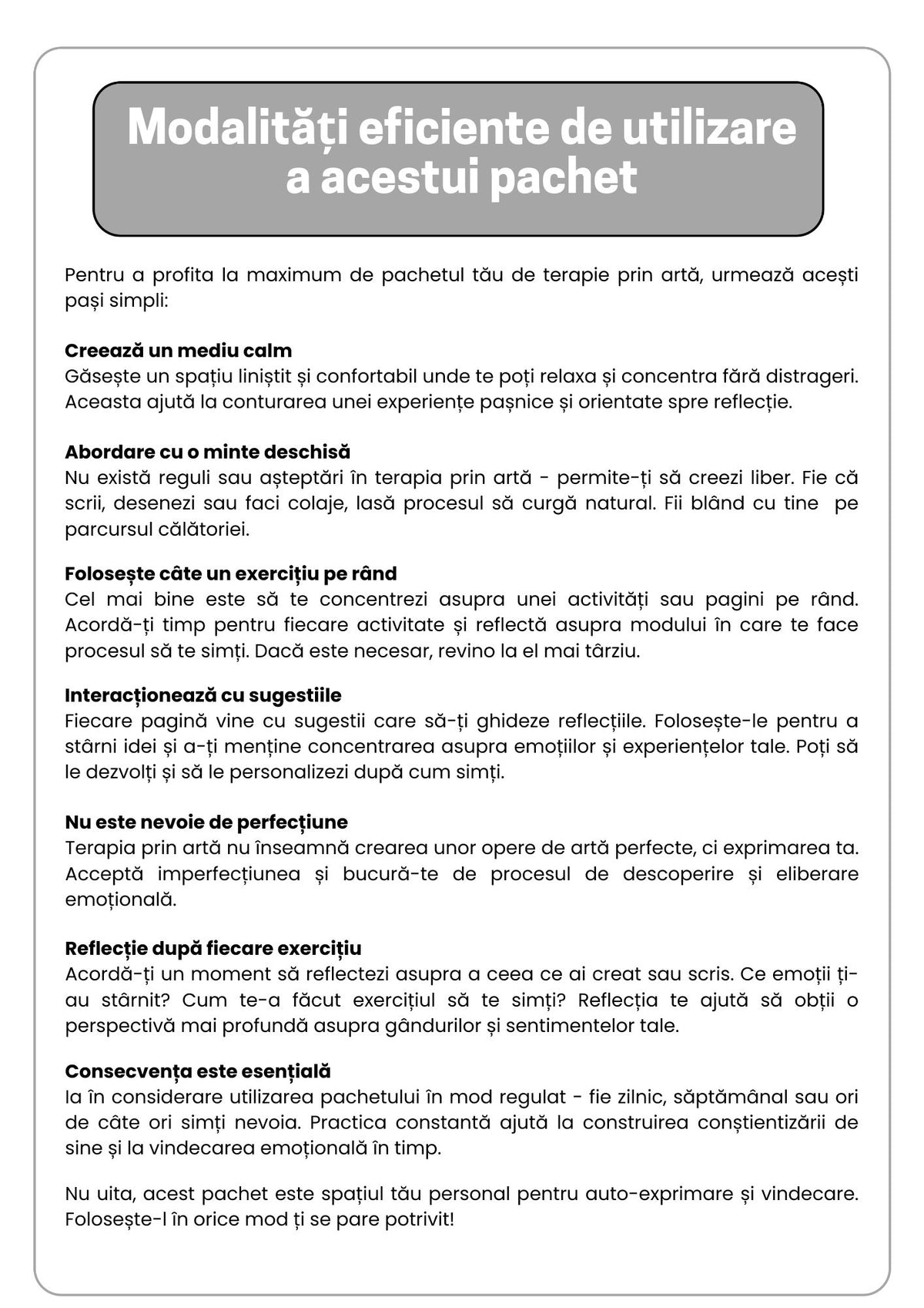Interior Caiet de Lucru PDF 116 Activități Terapeutice – exerciții pentru reglare emoțională și reducerea stresului, cotomag.ro