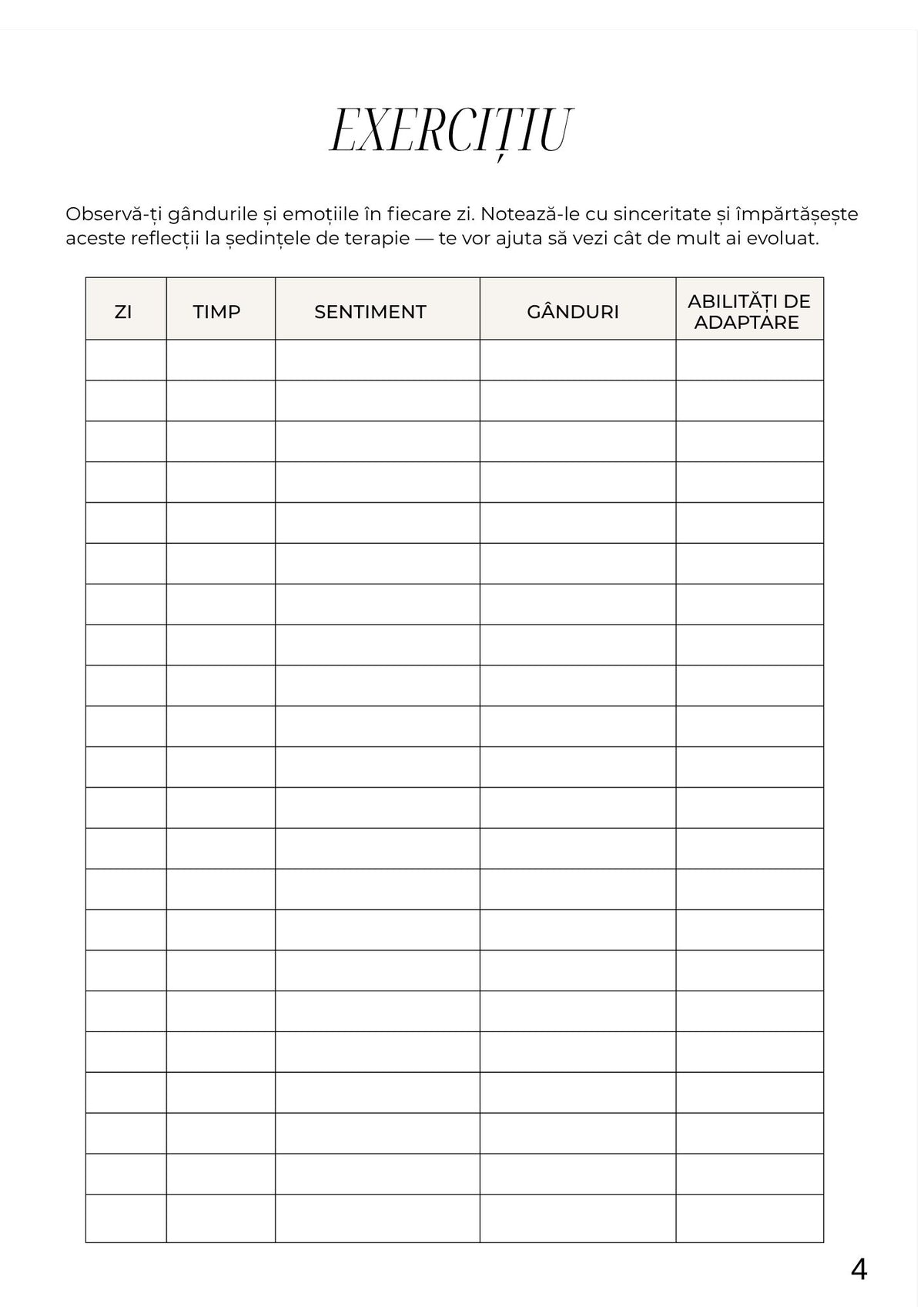 Interior Caietul de Lucru PDF pentru Gestionarea Anxietății – exerciții și tehnici pentru calm și reducerea neliniștii, cotomag.ro