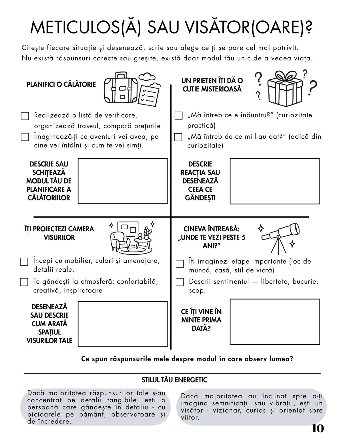 Interior Caiet de Exerciții MBTI PDF – exerciții și întrebări pentru identificarea tipului de personalitate și autocunoaștere, cotomag.ro