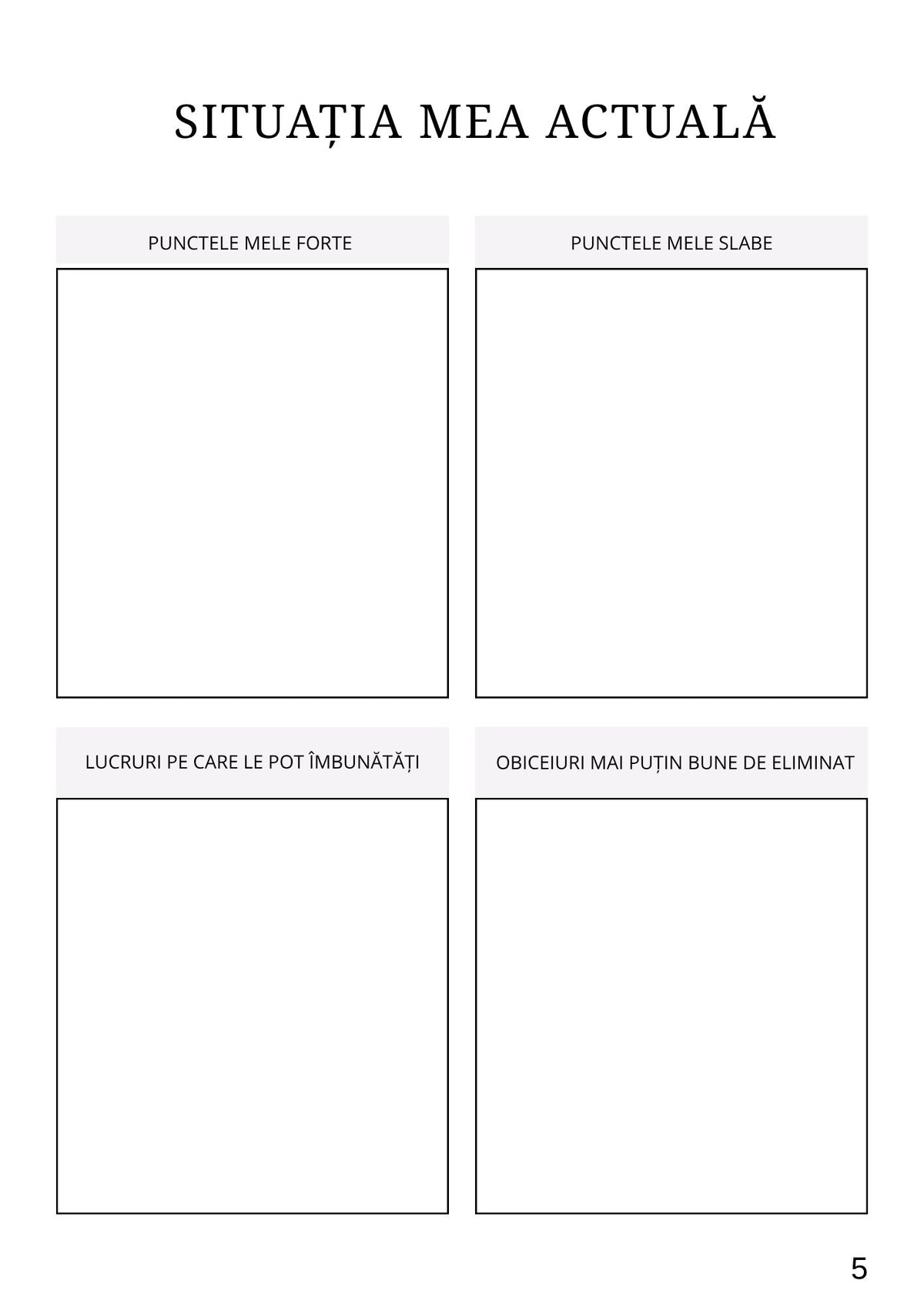 Interior Caietul Meu de Lucru PDF Procesul Meu de Transformare – exerciții și întrebări pentru autocunoaștere și schimbare, cotomag.ro